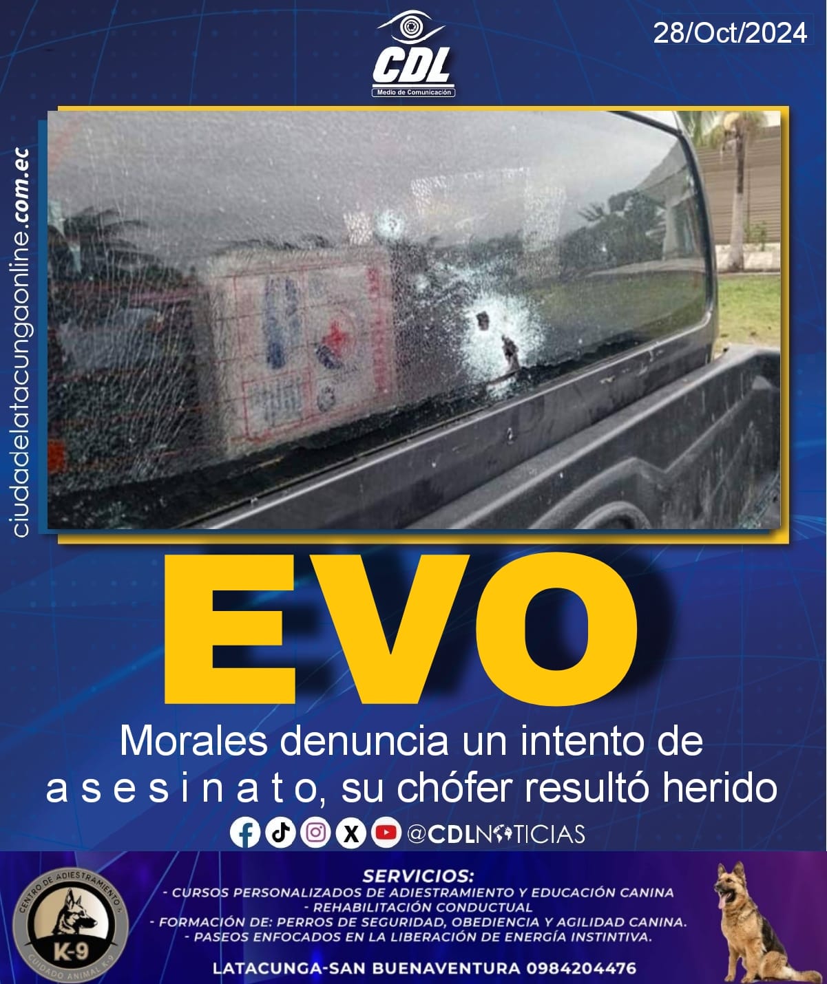 Evo Morales denuncia un intento de a s e s i n a t o, su chófer resultó herido