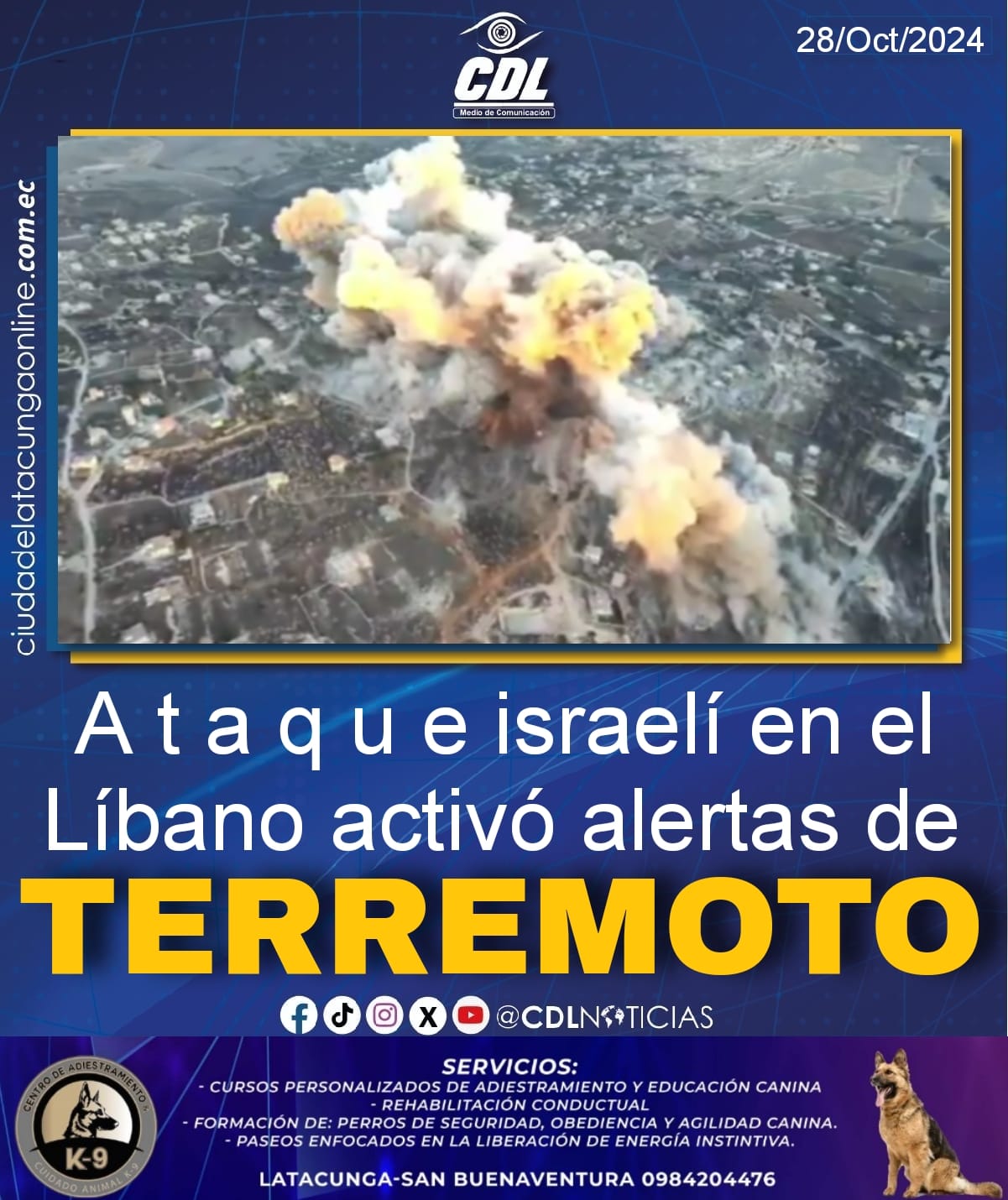 A t a q u e israelí en el Líbano activó alertas de terremoto
