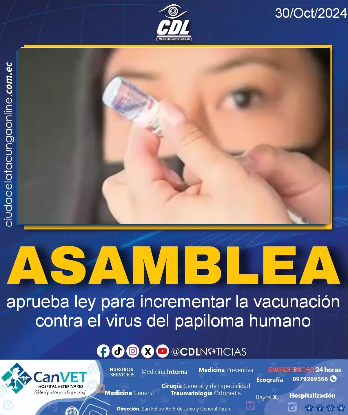Asamblea aprueba ley para incrementar la vacunación contra el virus del papiloma humano
