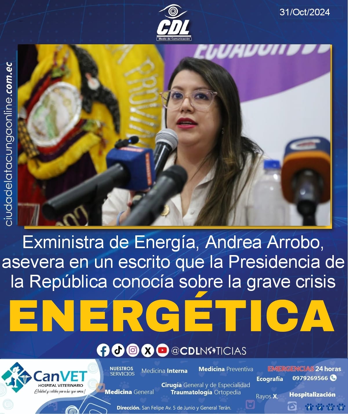 Exministra de Energía, Andrea Arrobo, asevera en un escrito que la Presidencia de la República conocía sobre la grave crisis energética