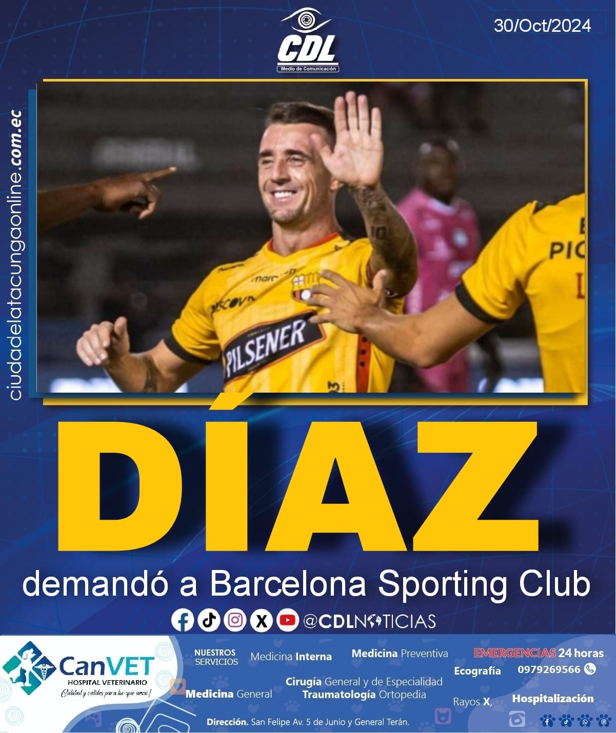 Damián Díaz demandó a Barcelona Sporting Club