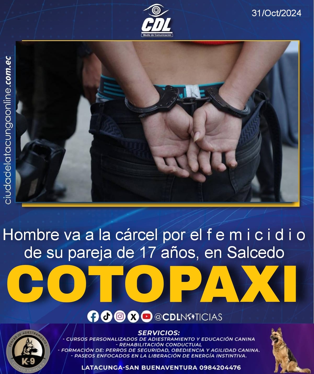 Un hombre va a la cárcel por el f e m i c i d i o de su pareja de 17 años, en Salcedo, Cotopaxi