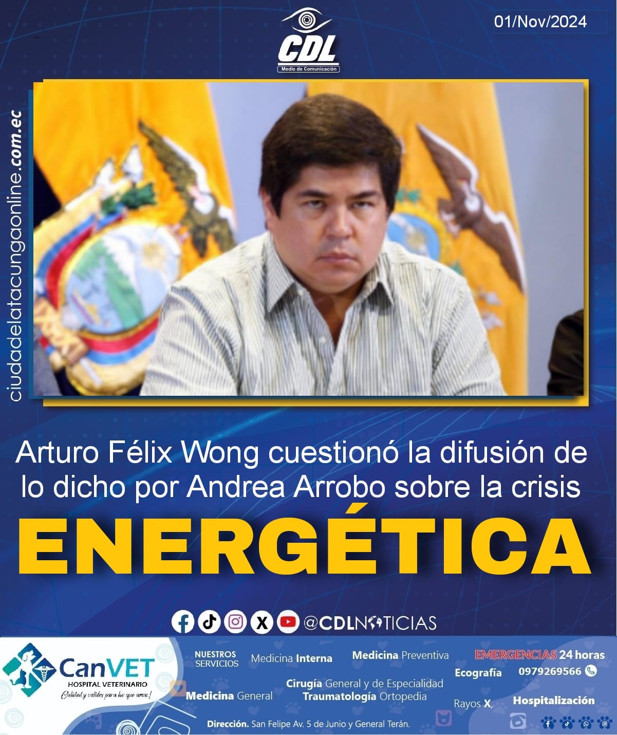 Arturo Félix Wong cuestionó la difusión de lo dicho por Andrea Arrobo sobre la crisis energética