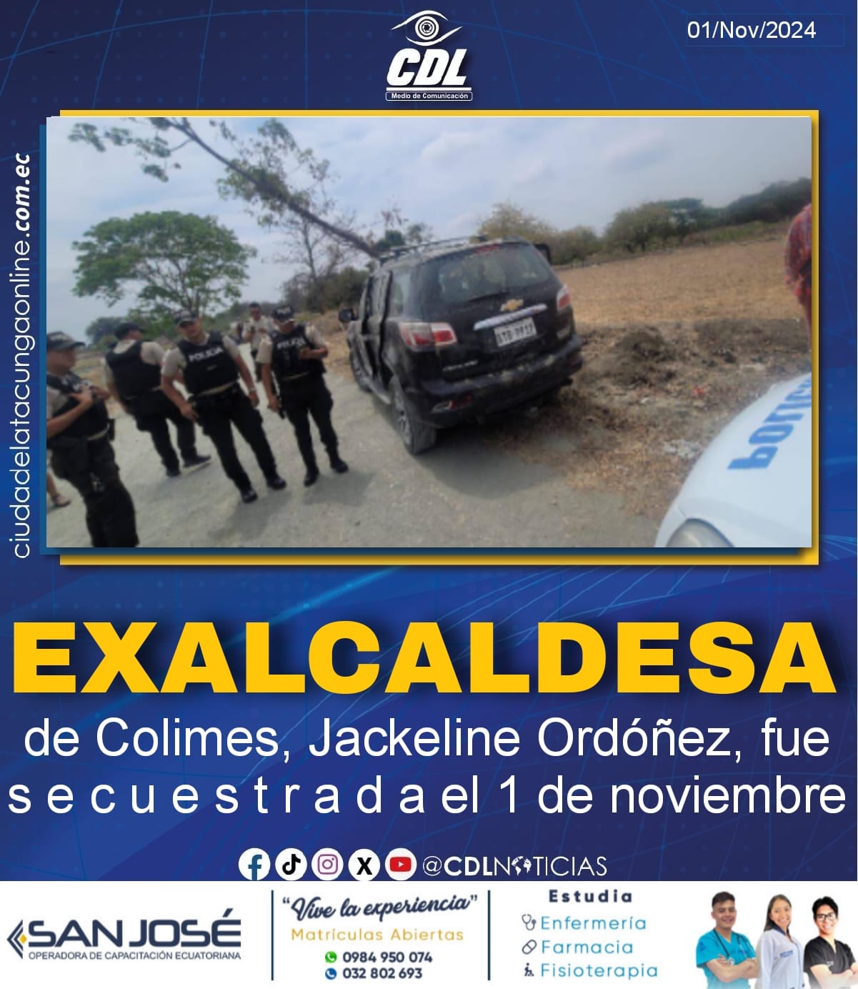 Guayas | La exalcaldesa de Colimes, Jackeline Ordóñez, fue s e c u e s t r a d a el 1 de noviembre