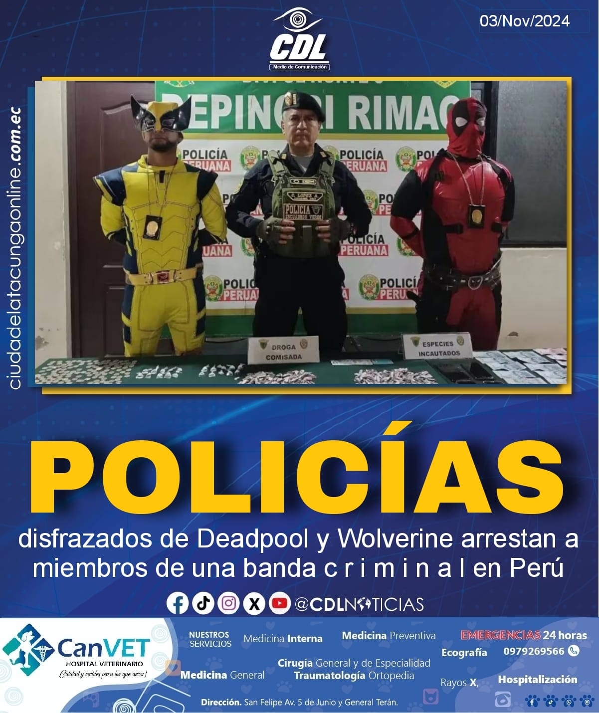 Policías disfrazados de Deadpool y Wolverine arrestan a miembros de una banda cr im inal en Perú