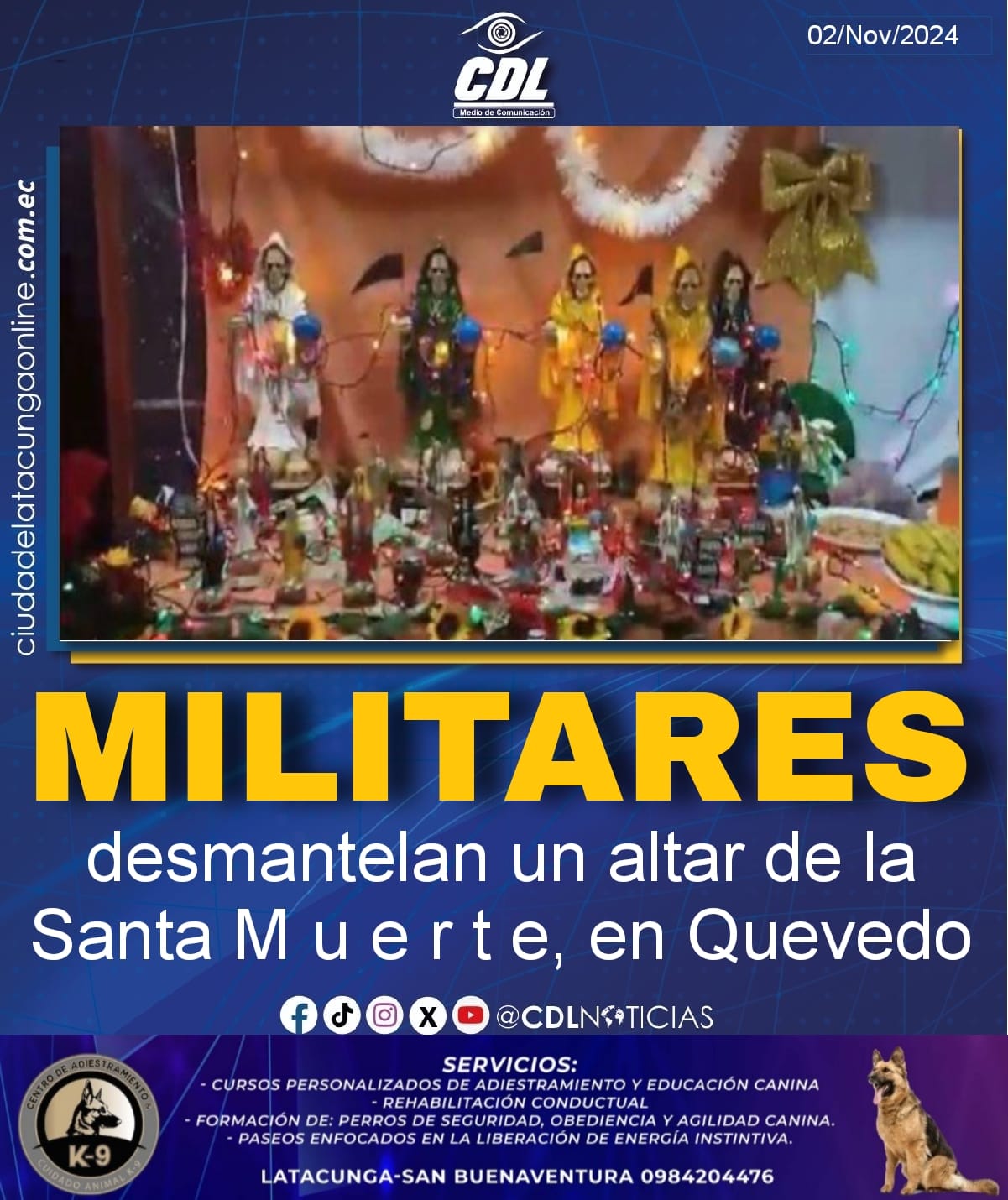 Los militares desmantelan un altar de la Santa Muerte, en Quevedo