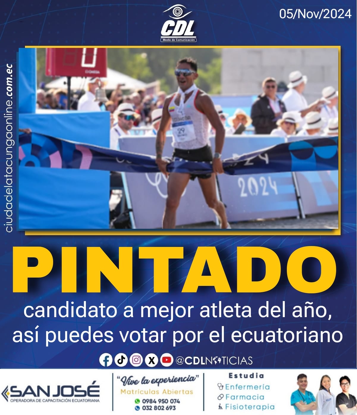 Daniel Pintado candidato a mejor atleta del año, así puedes votar por el ecuatoriano