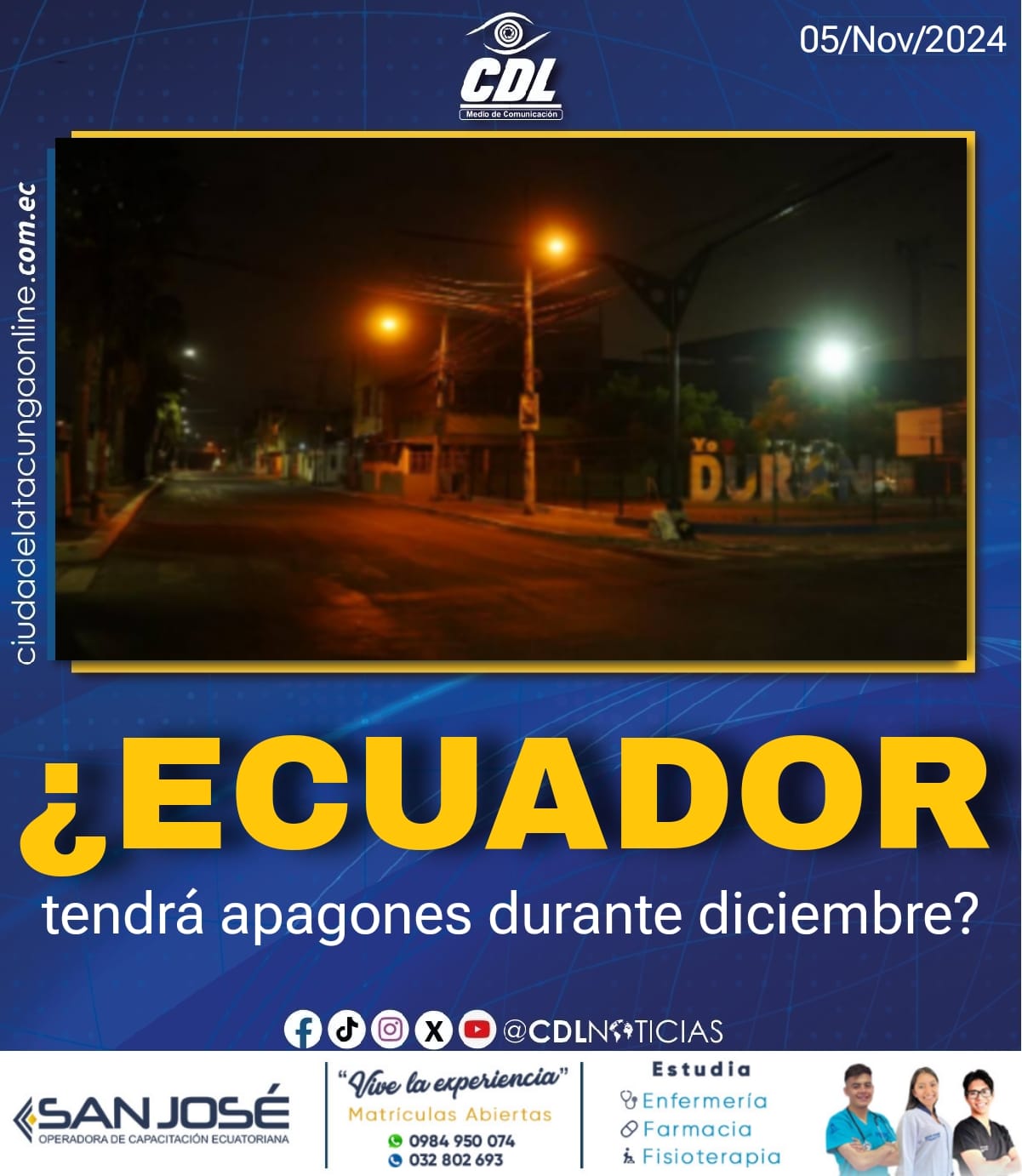 ¿Ecuador tendrá apagones durante diciembre?