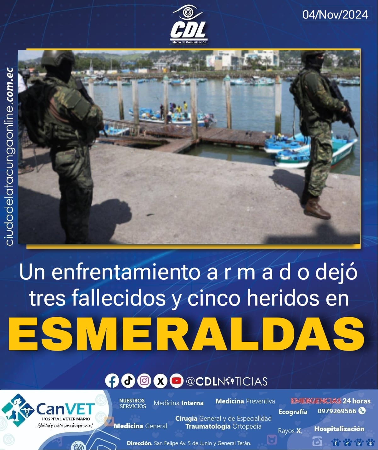 Un enfrentamiento a r m a d o dejó tres fallecidos y cinco heridos en Esmeraldas