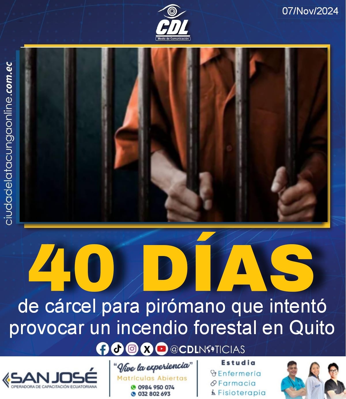 40 días de cárcel para pirómano que intentó provocar un incendio forestal en Quito