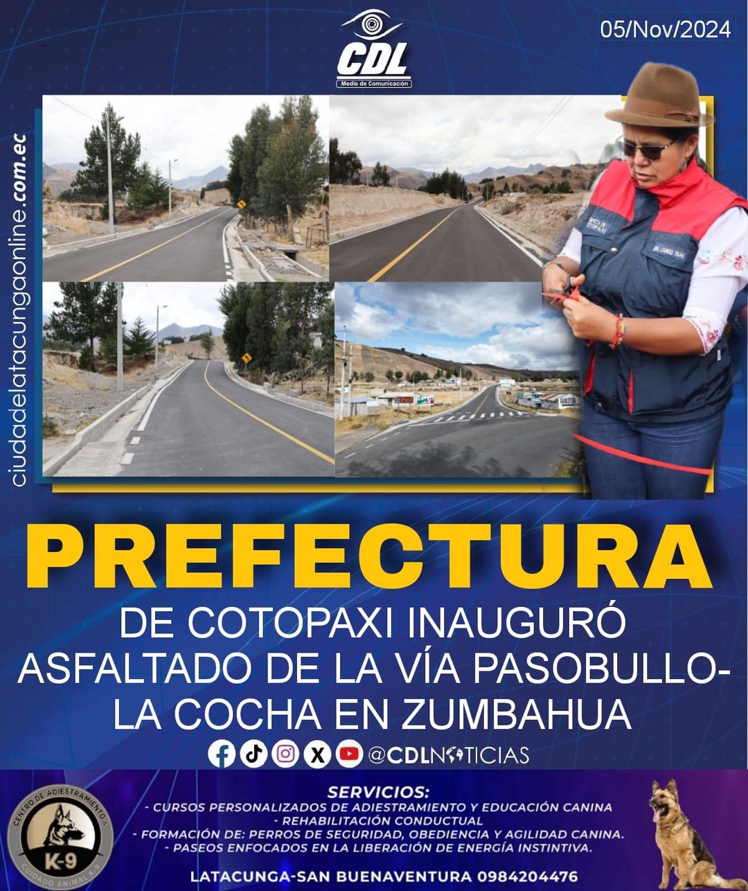 PREFECTURA INAUGURÓ ASFALTADO DE LA VÍA PASOBULLO- LA COCHA EN ZUMBAHUA