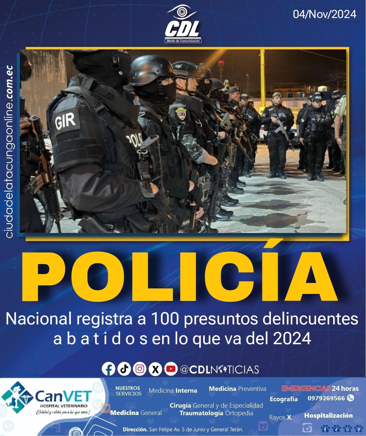 Policía Nacional registra a 100 presuntos delincuentes a b a t i d o s en lo que va del 2024