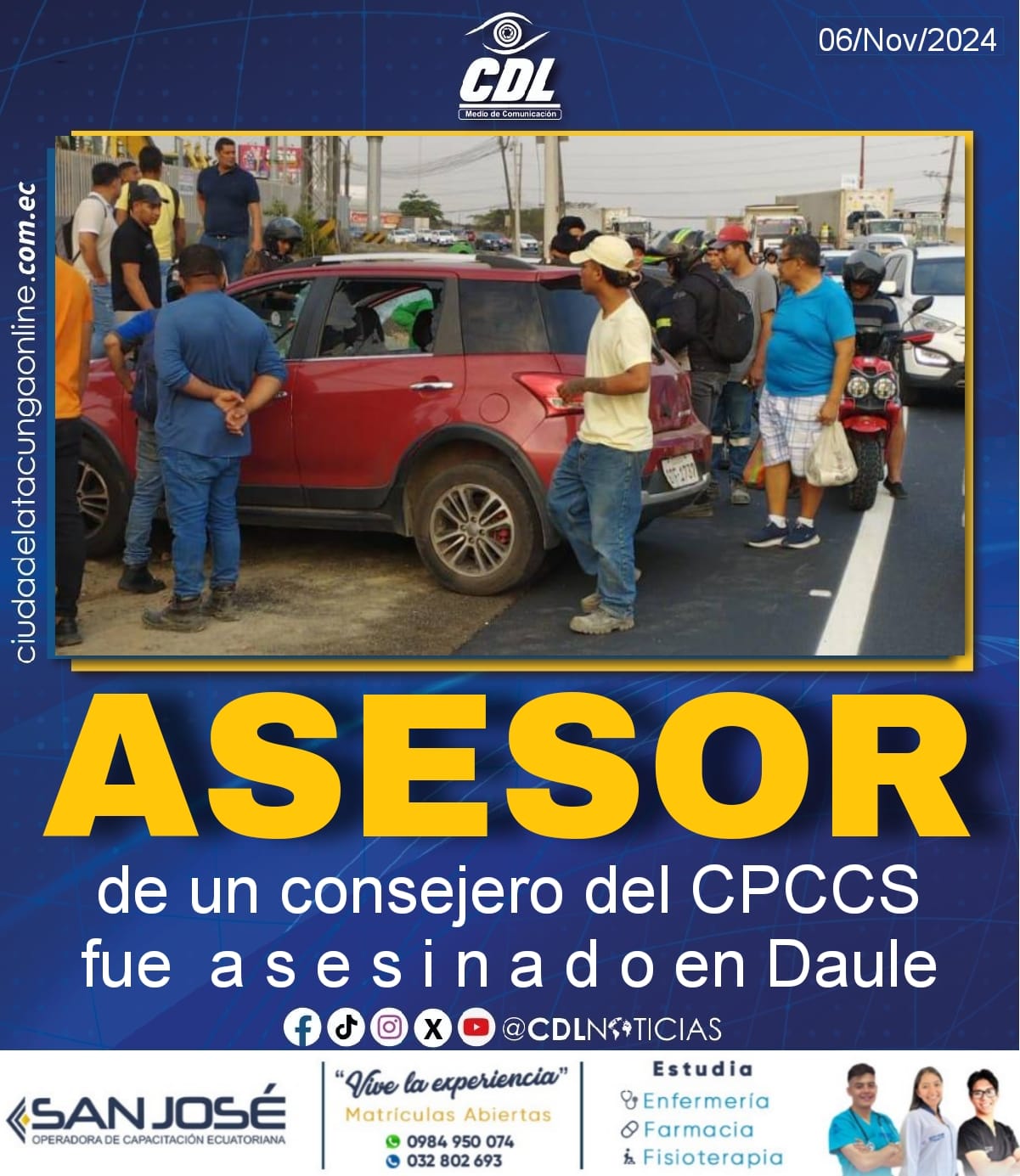 El asesor de un consejero del CPCCS fue a s e s i n a d o en Daule