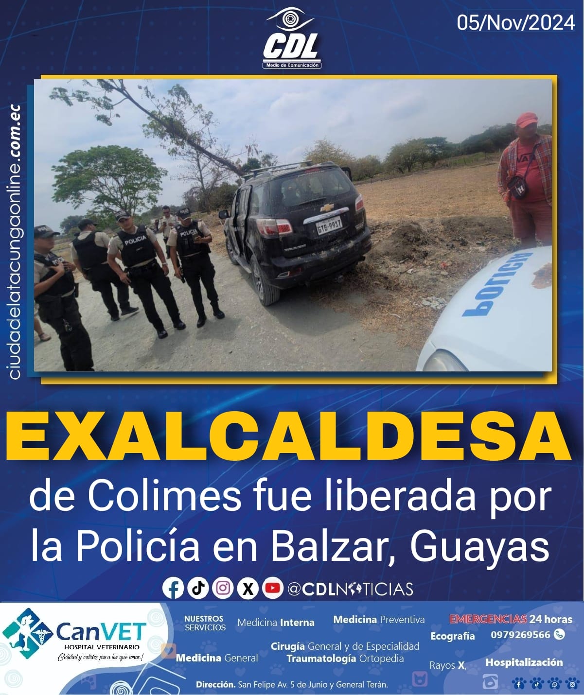 La exalcaldesa de Colimes fue liberada por la Policía en Balzar, Guayas