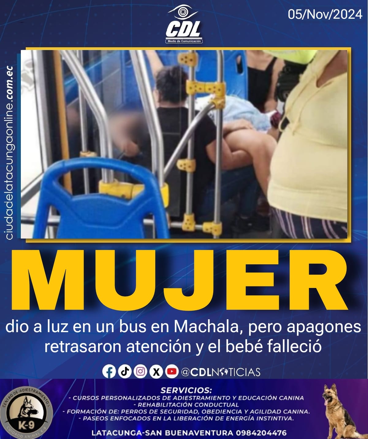 Una mujer dio a luz en un bus en Machala, pero apagones retrasaron atención y el bebé falleció