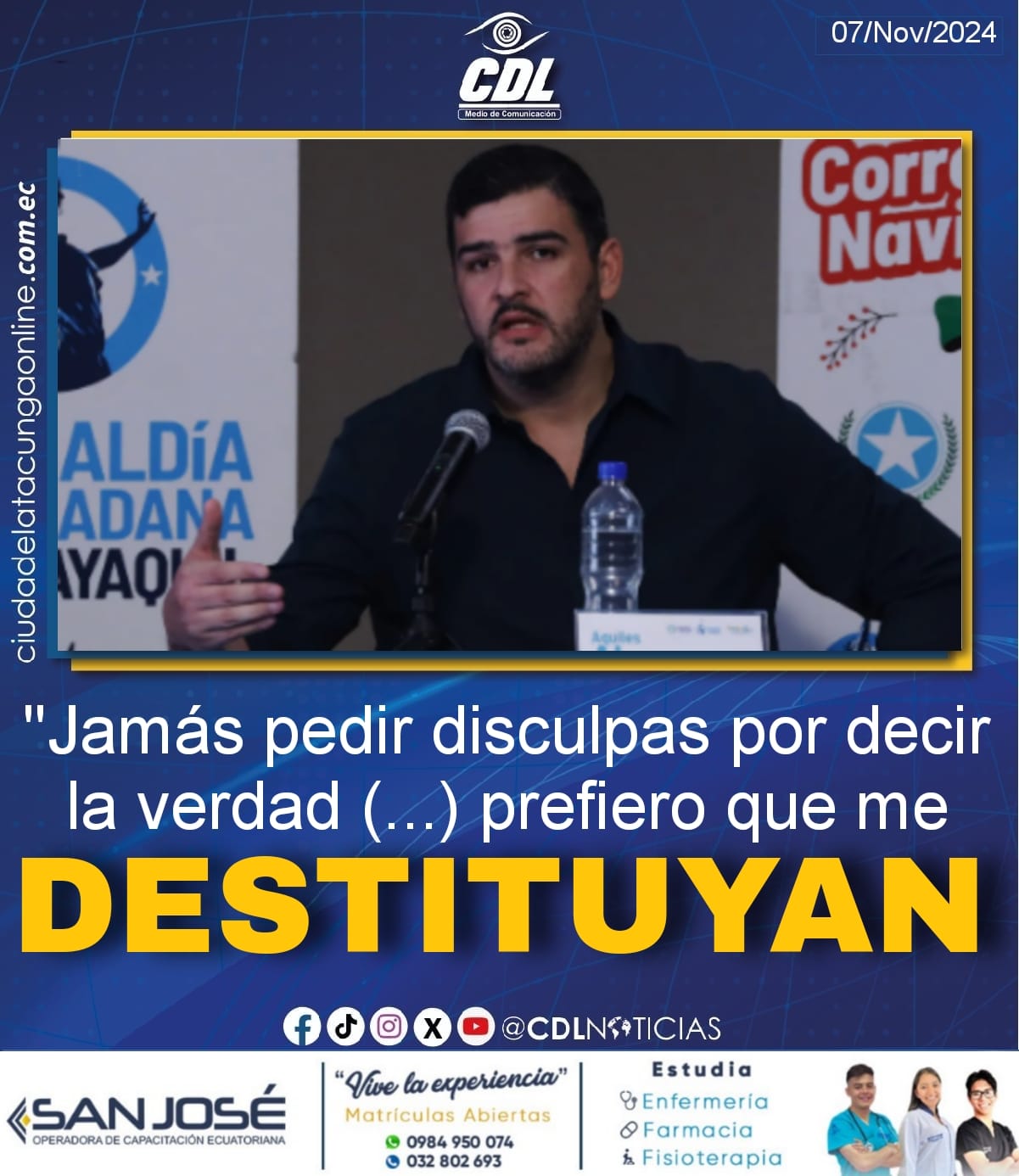 Jamás pedir disculpas por decir la verdad (…) prefiero que me destituyan