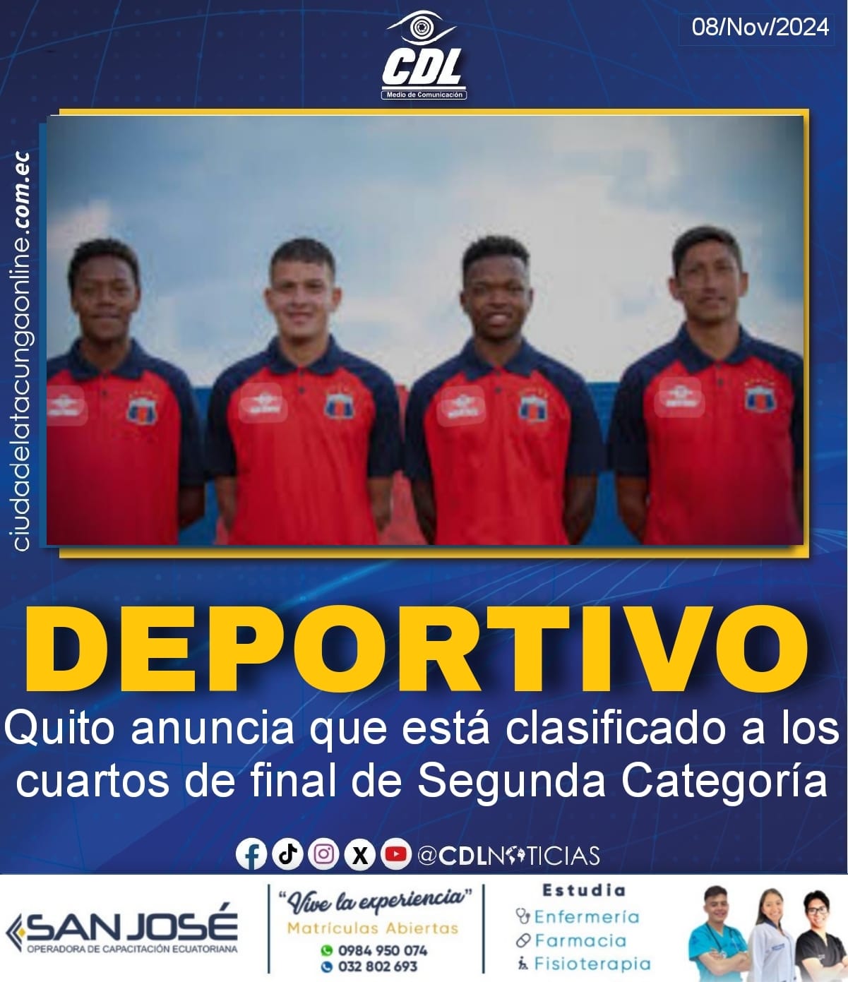 Deportivo Quito anuncia que está clasificado a los cuartos de final de Segunda Categoría