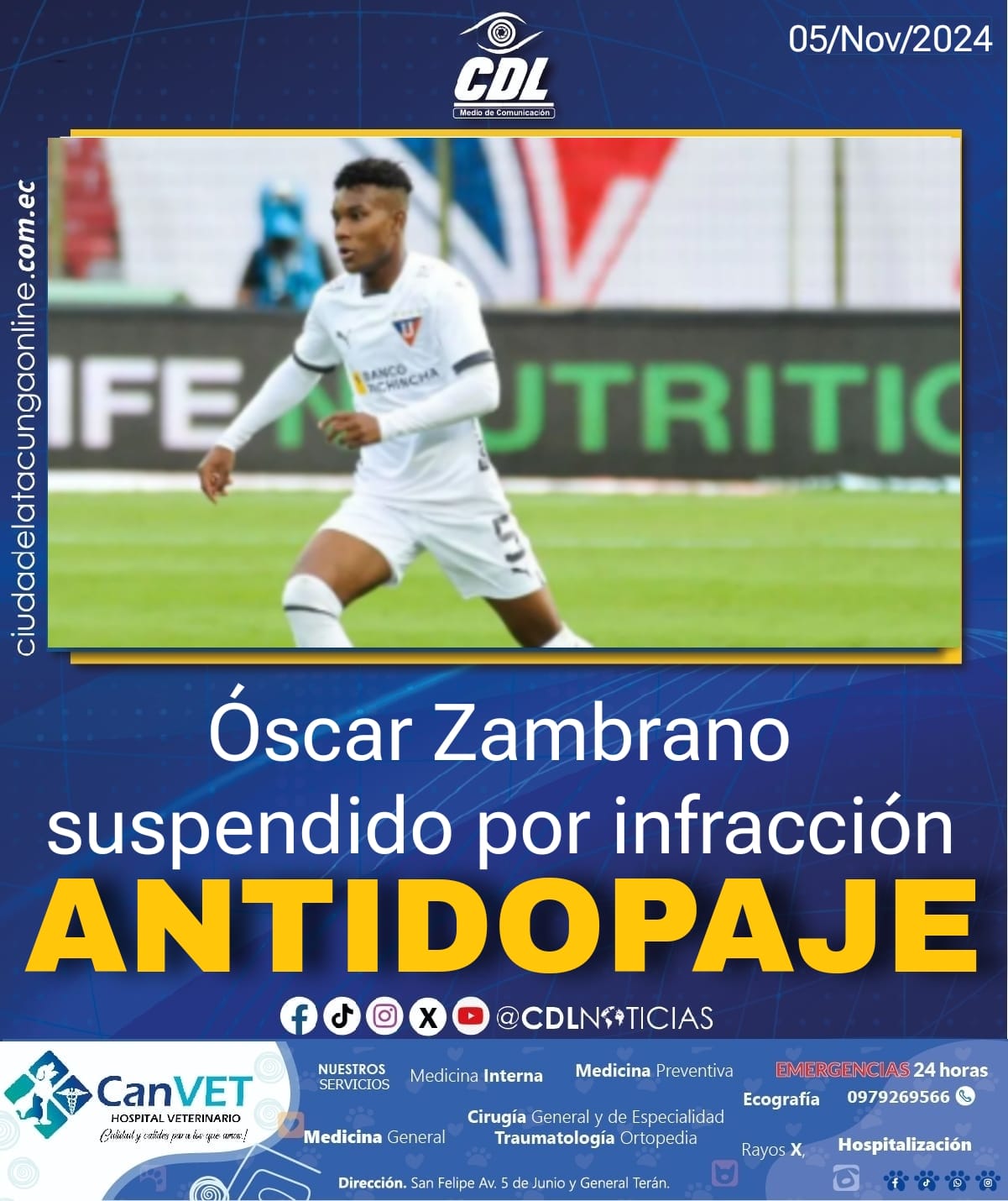 Óscar Zambrano suspendido por infracción antidopaje