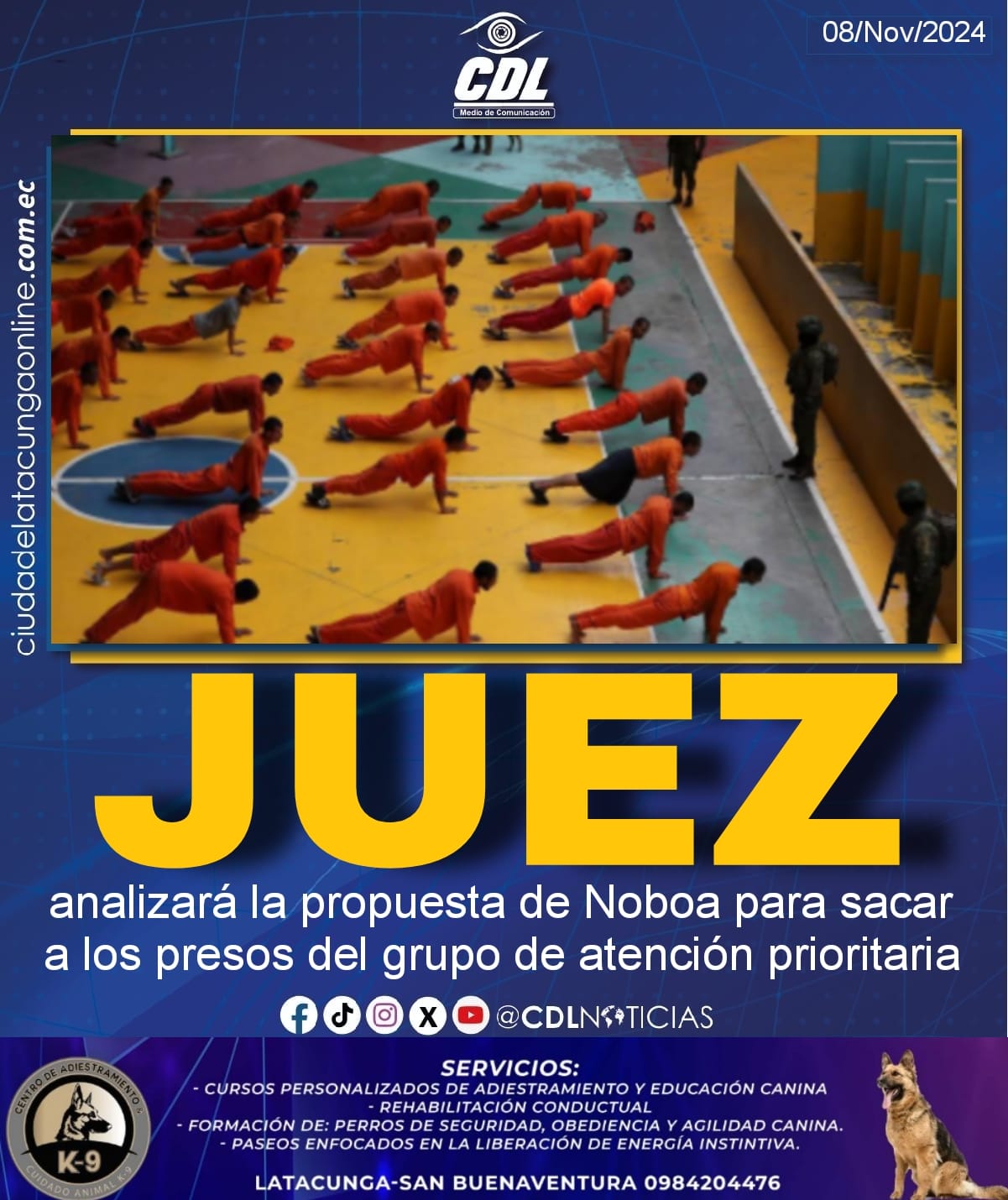 Juez analizará la propuesta de Noboa para sacar a los presos del grupo de atención prioritaria