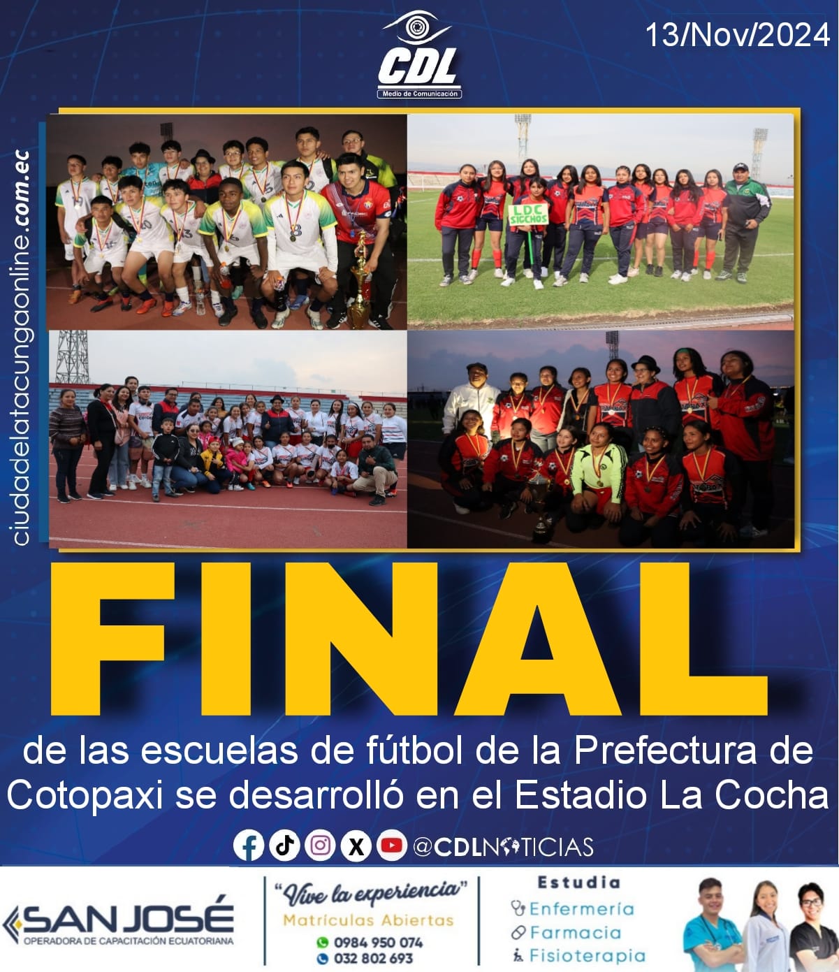 Final de las escuelas de fútbol de la Prefectura de Cotopaxi se desarrolló en el Estadio La Cocha
