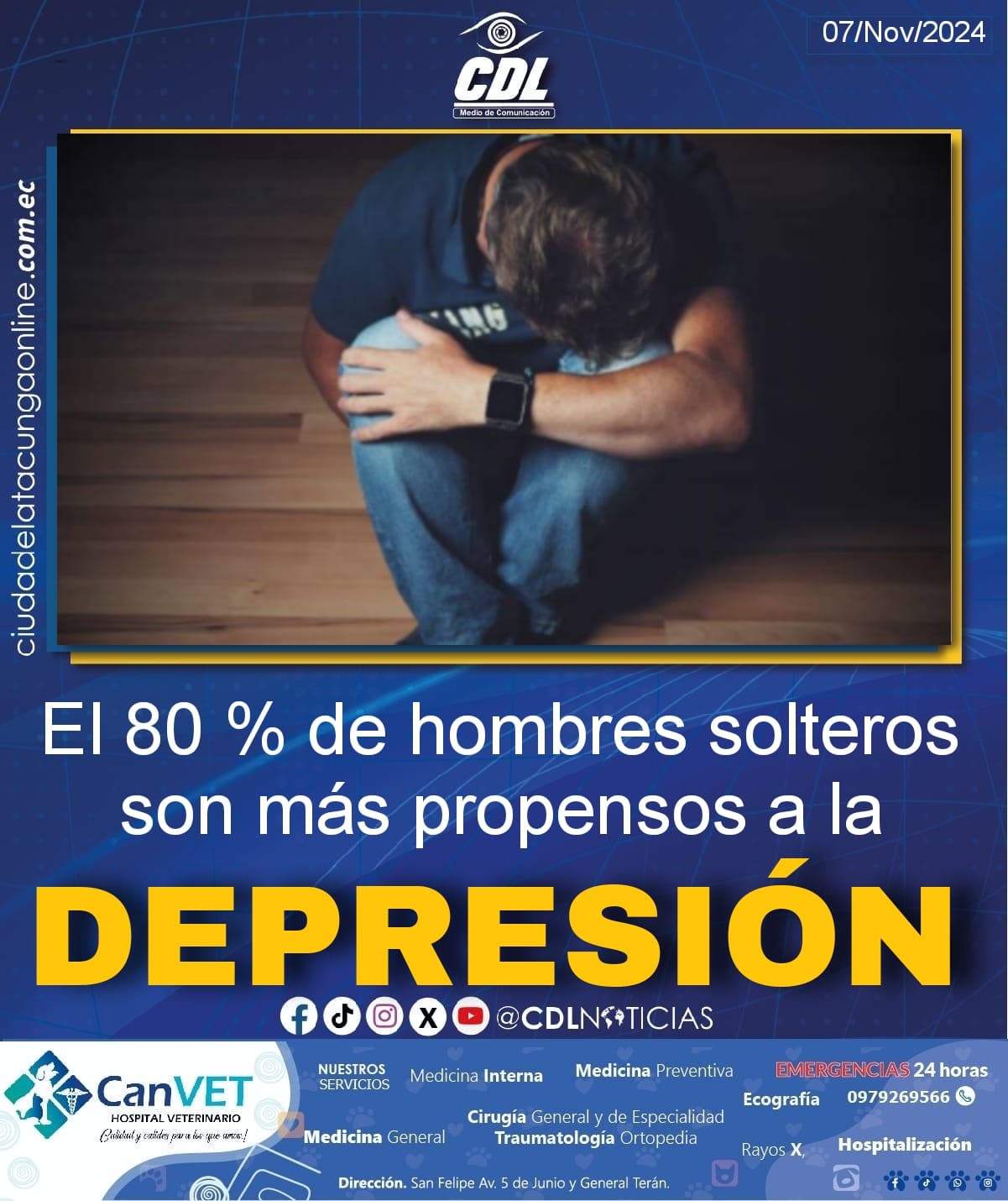 El 80 % de hombres solteros son más propensos a la depresión