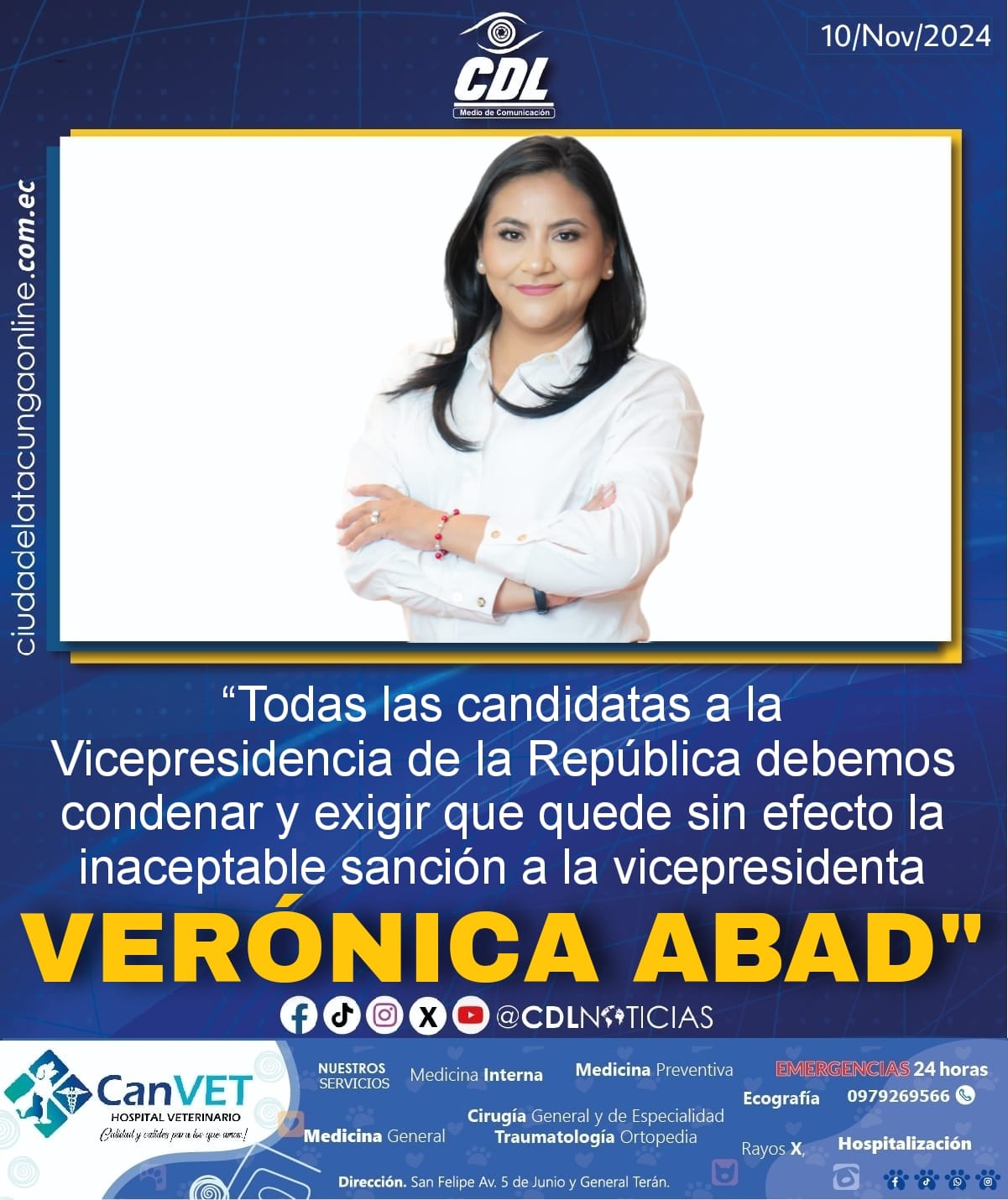 “Todas las candidatas a la Vicepresidencia de la República debemos condenar y exigir que quede sin efecto la inaceptable sanción a la vicepresidenta Verónica Abad”