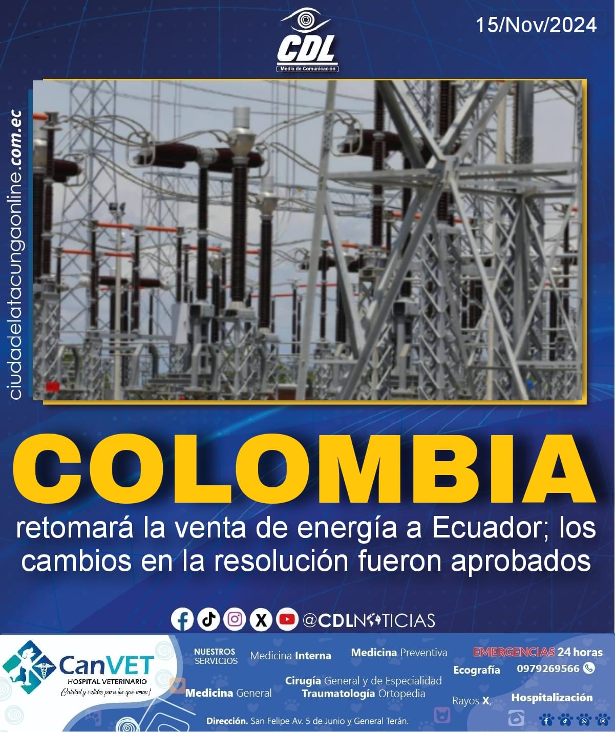 Colombia retomará la venta de energía a Ecuador; los cambios en la resolución fueron aprobados