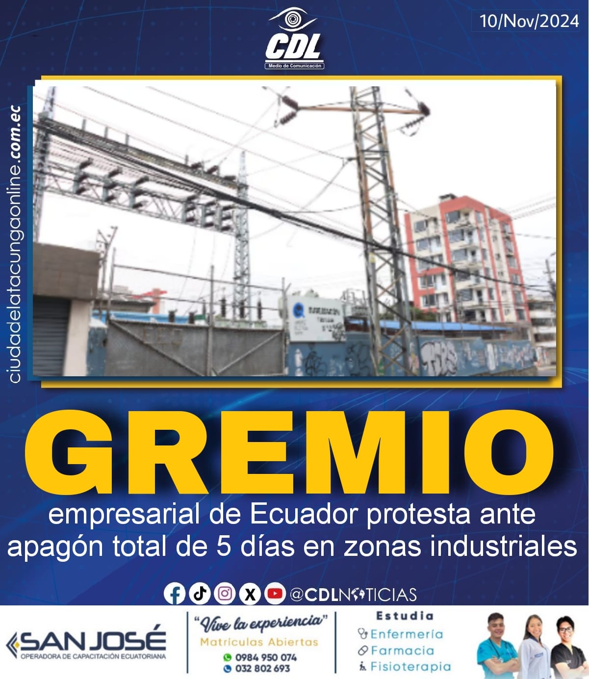 Gremio empresarial de Ecuador protesta ante apagón total de 5 días en zonas industriales