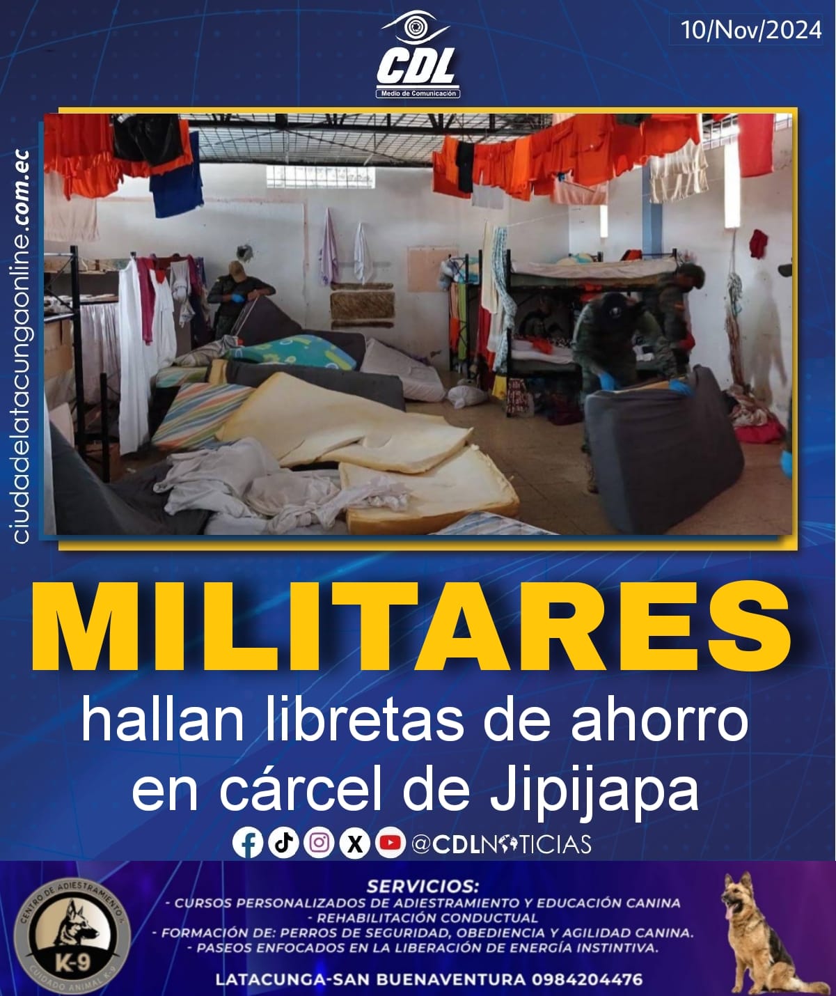Militares hallan libretas de ahorro en cárcel de Jipijapa