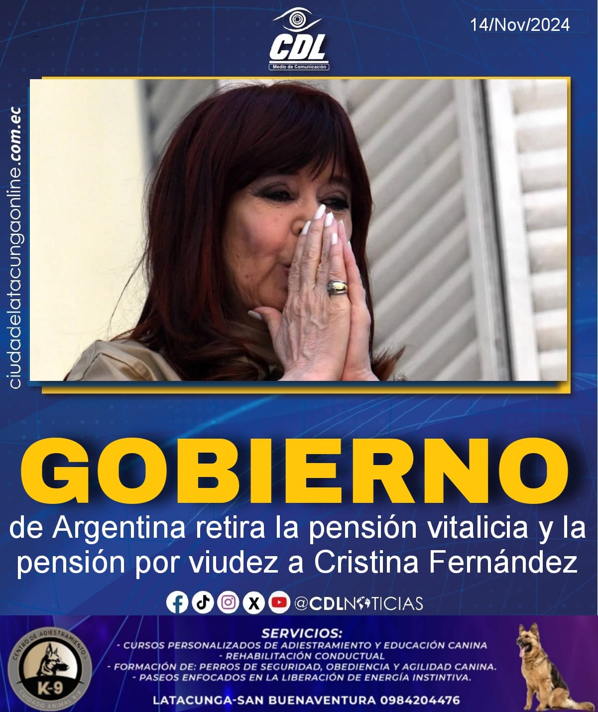 El Gobierno de Argentina retira la pensión vitalicia y la pensión por viudez a Cristina Fernández