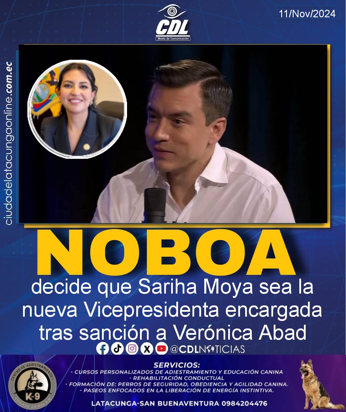 Noboa decide que Sariha Moya sea la nueva Vicepresidenta encargada tras sanción a Verónica Abad