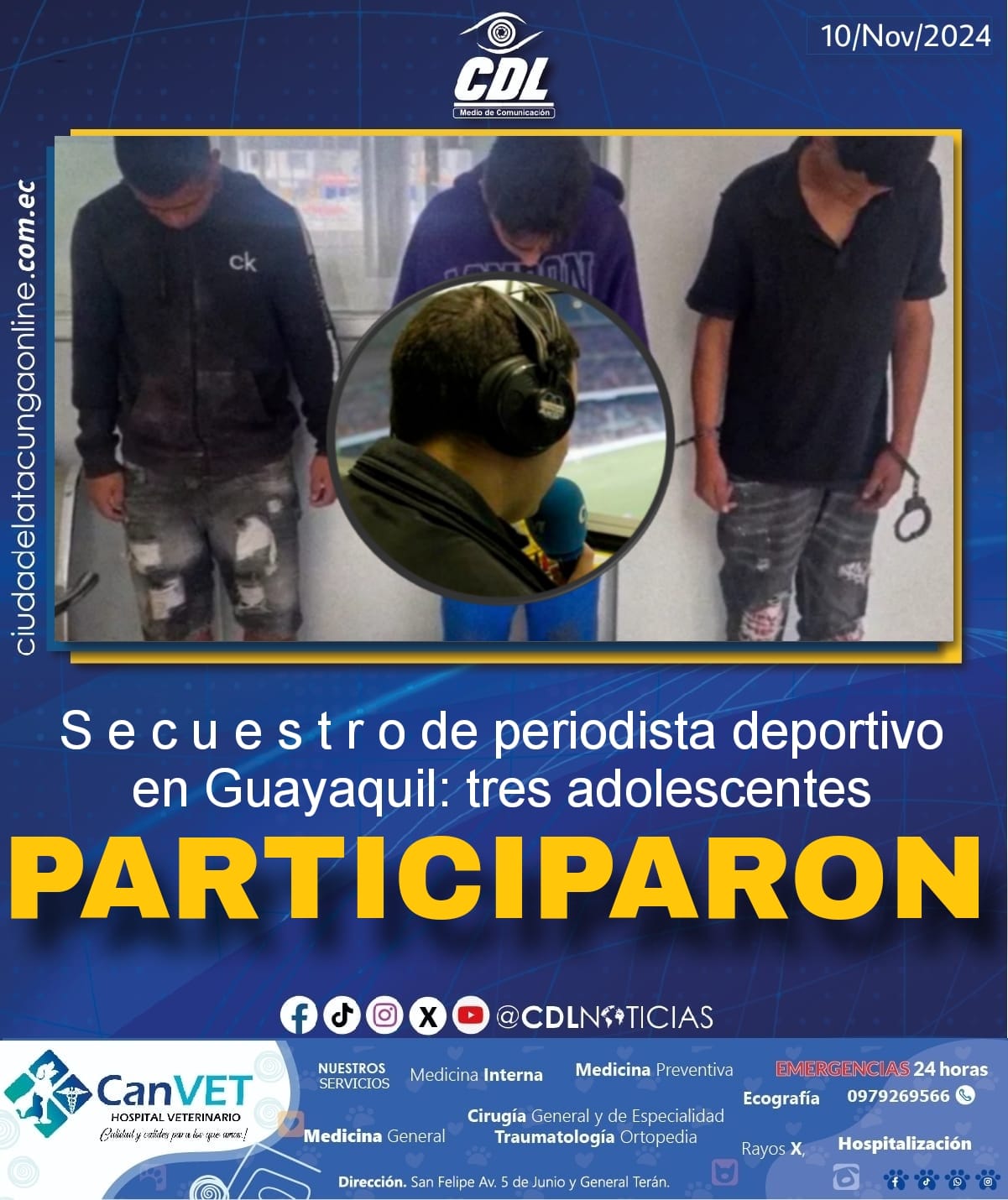 S e c u e s t r o de periodista deportivo en Guayaquil: tres adolescentes participaron