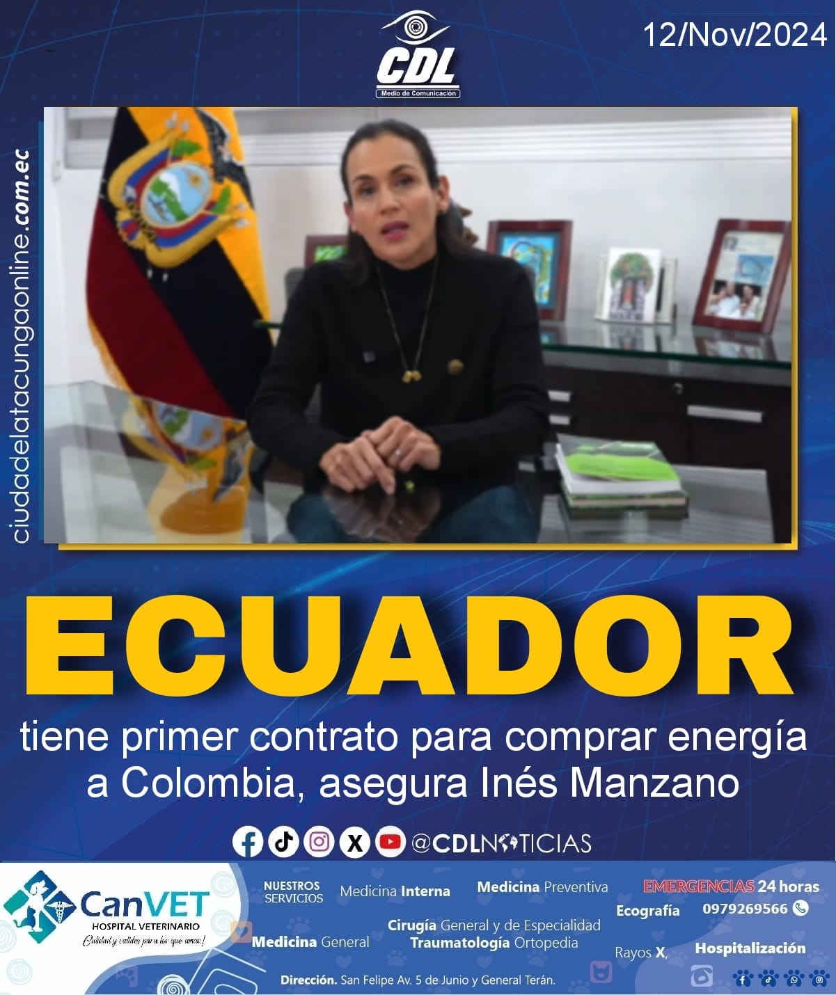 Ecuador tiene primer contrato para comprar energía a Colombia, asegura Inés Manzano