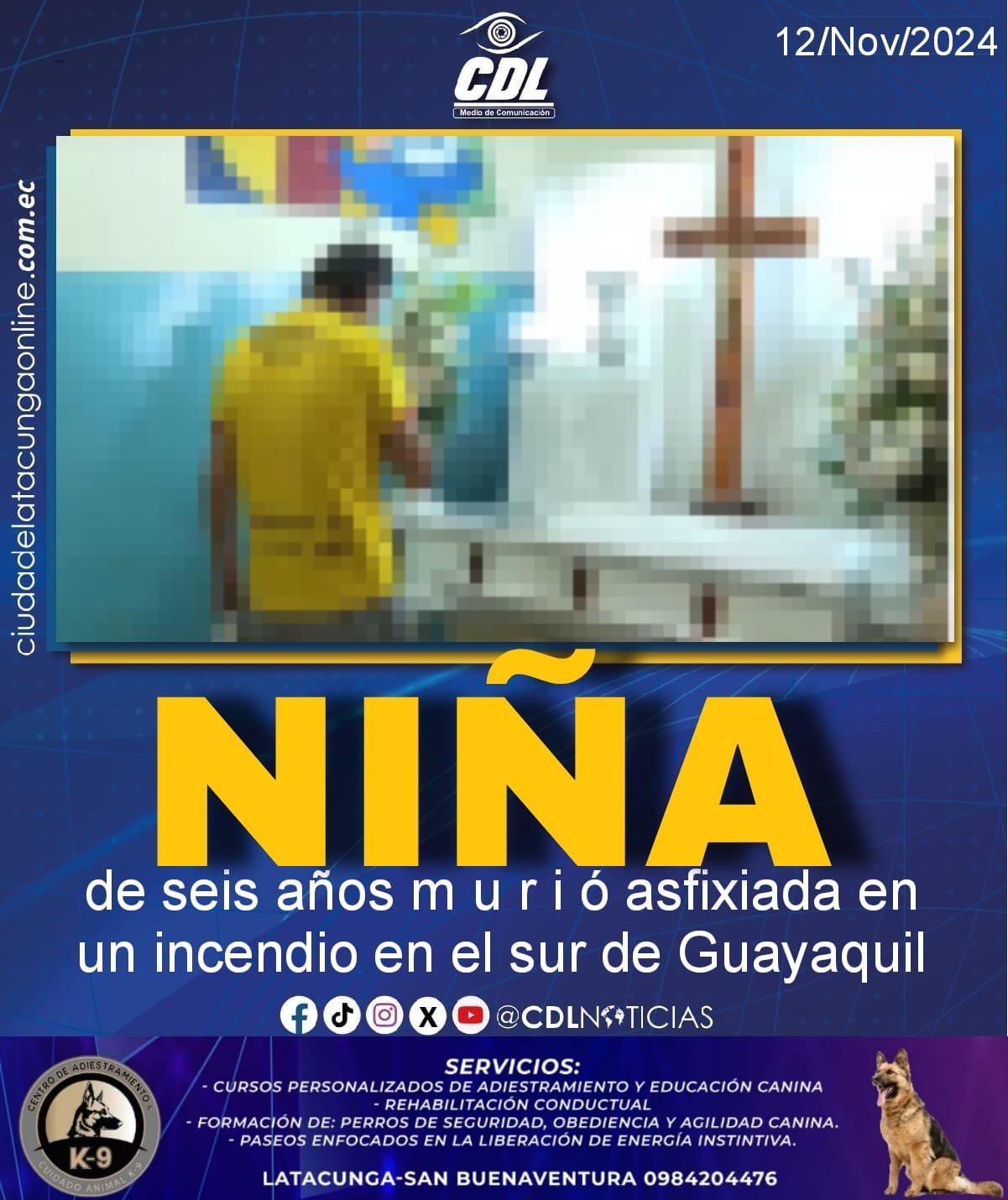 Una niña de seis años m u r i ó as fixi ad a en un incendio en el sur de Guayaquil