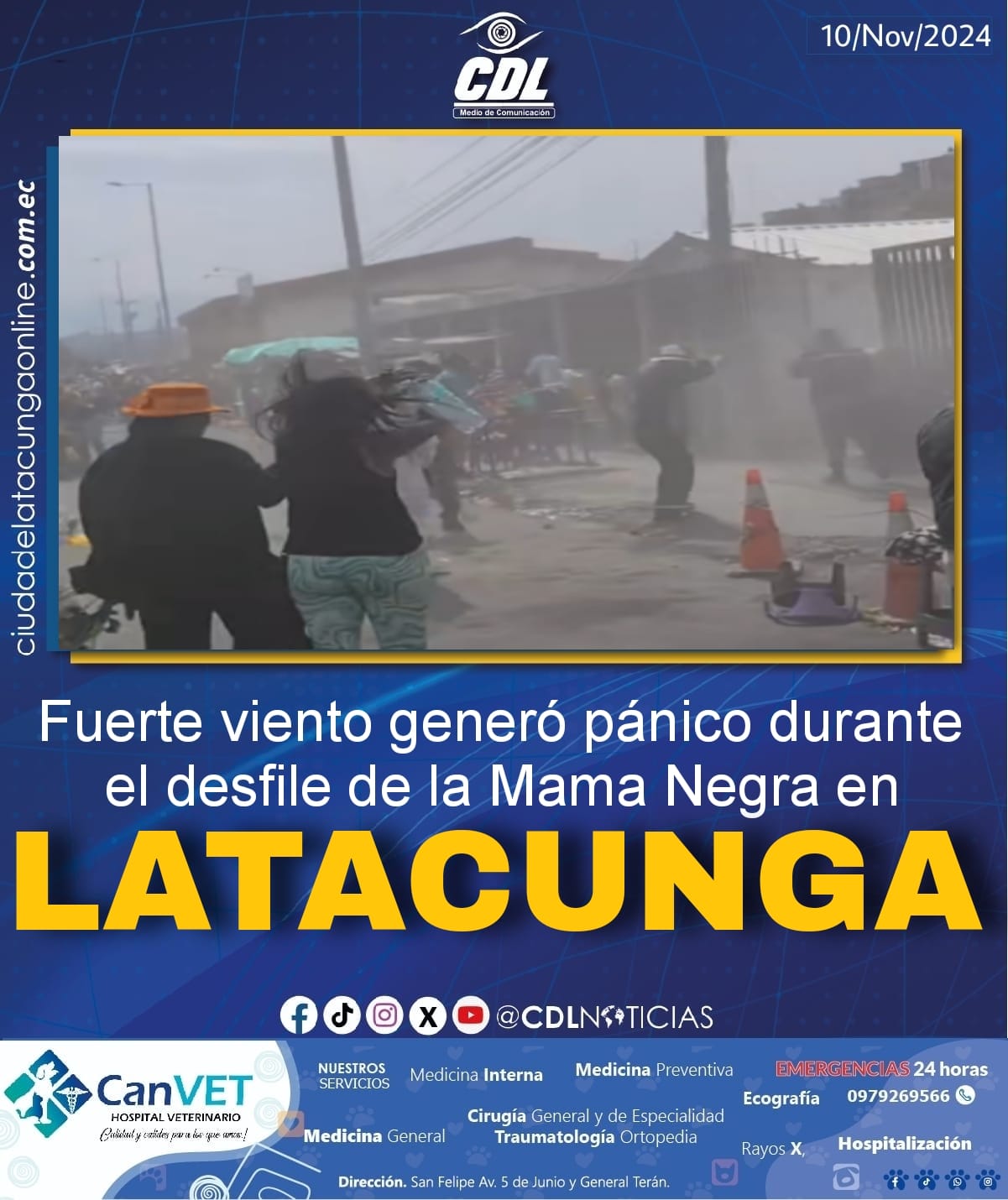 Fuerte viento generó pánico durante el desfile de la Mama Negra en Latacunga