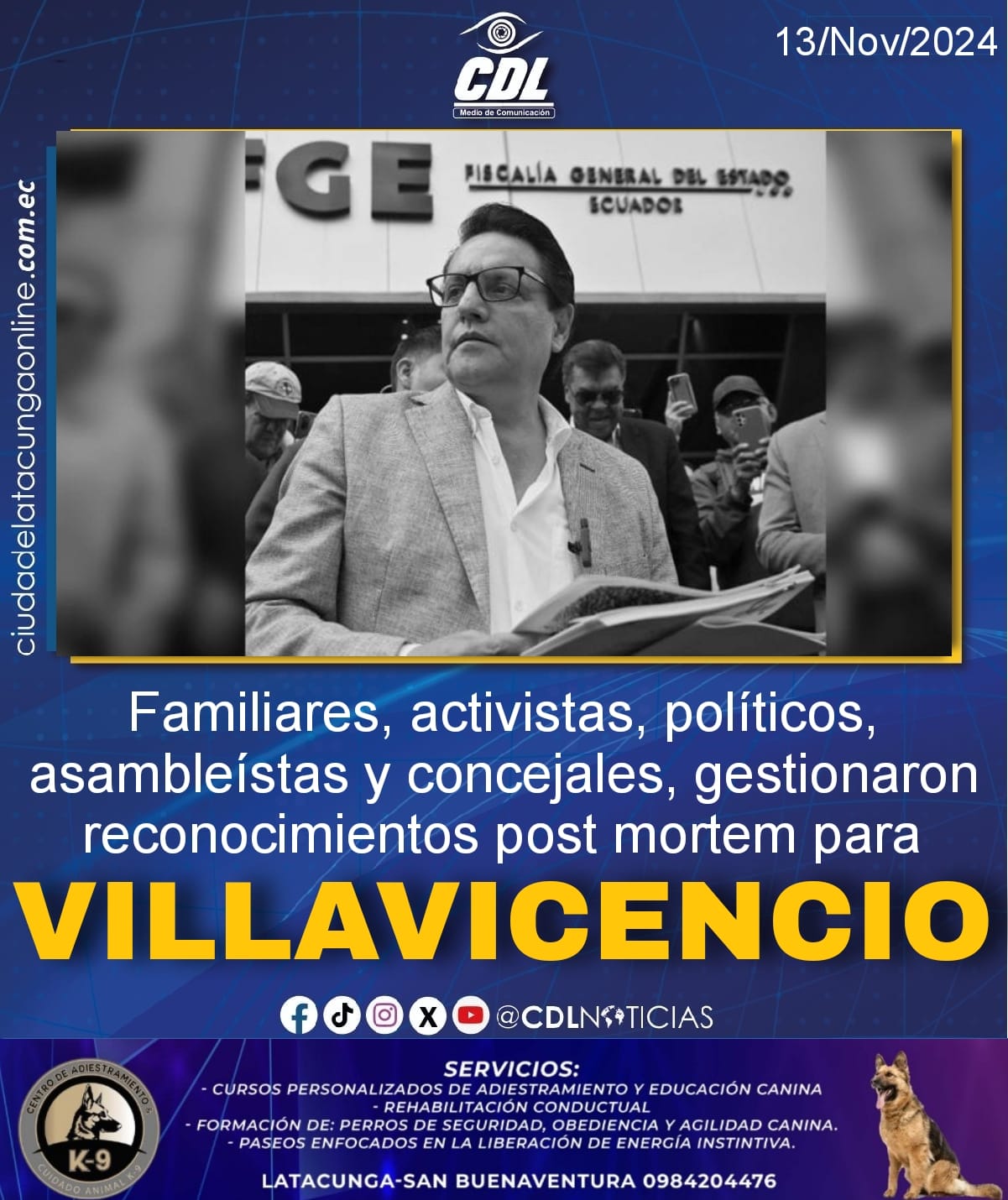 Familiares, activistas, políticos, asambleístas y concejales, gestionaron reconocimientos post mortem para Villavicencio