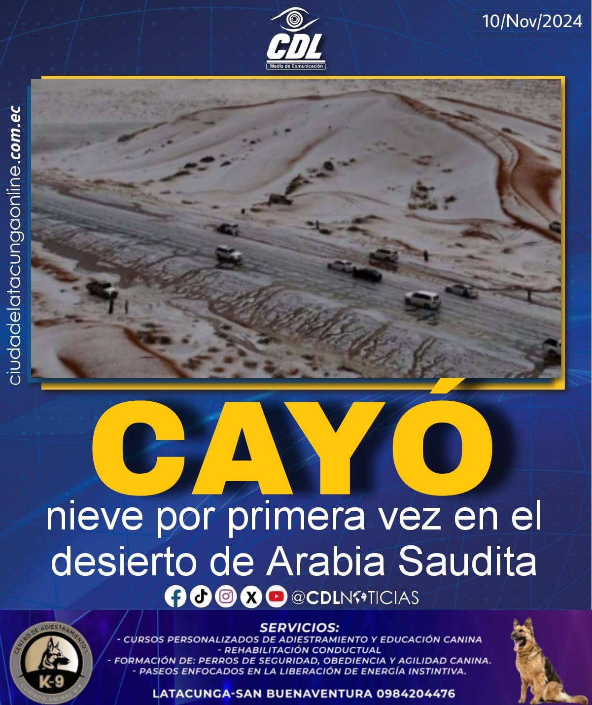 Cayó nieve por primera vez en el desierto de Arabia Saudita
