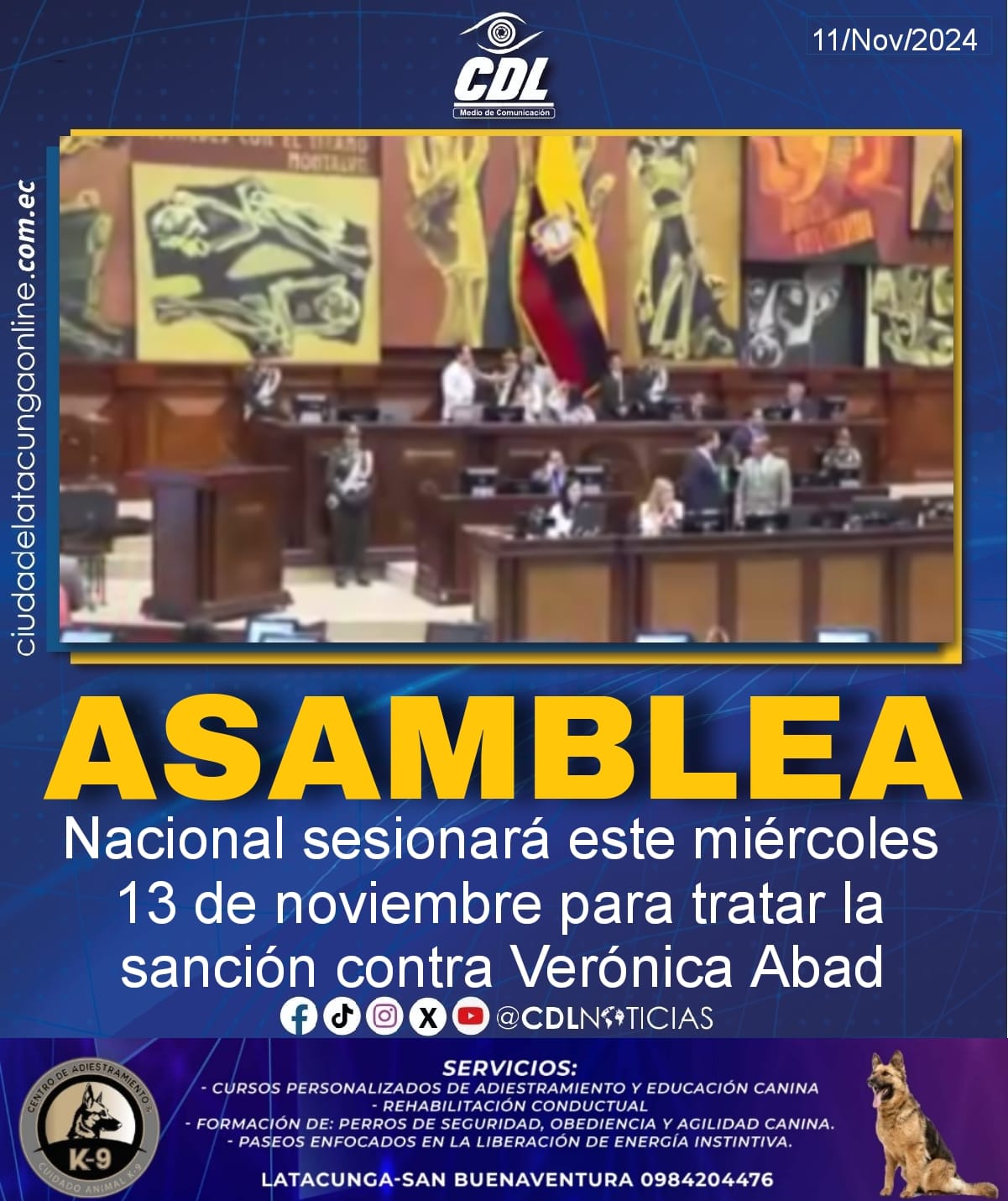 La Asamblea Nacional sesionará este miércoles 13 de noviembre para tratar la sanción contra Verónica Abad
