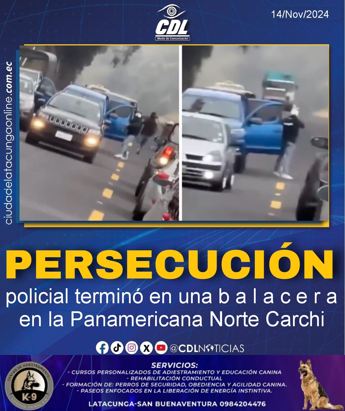 Persecución policial terminó en una b a l a c e r a en la Panamericana Norte Carchi