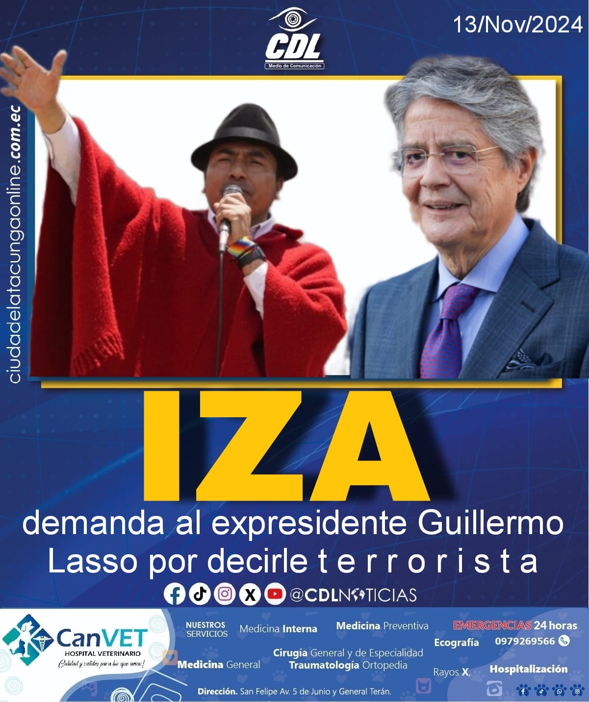 Leonidas Iza demanda al expresidente Guillermo Lasso por decirle terrorista