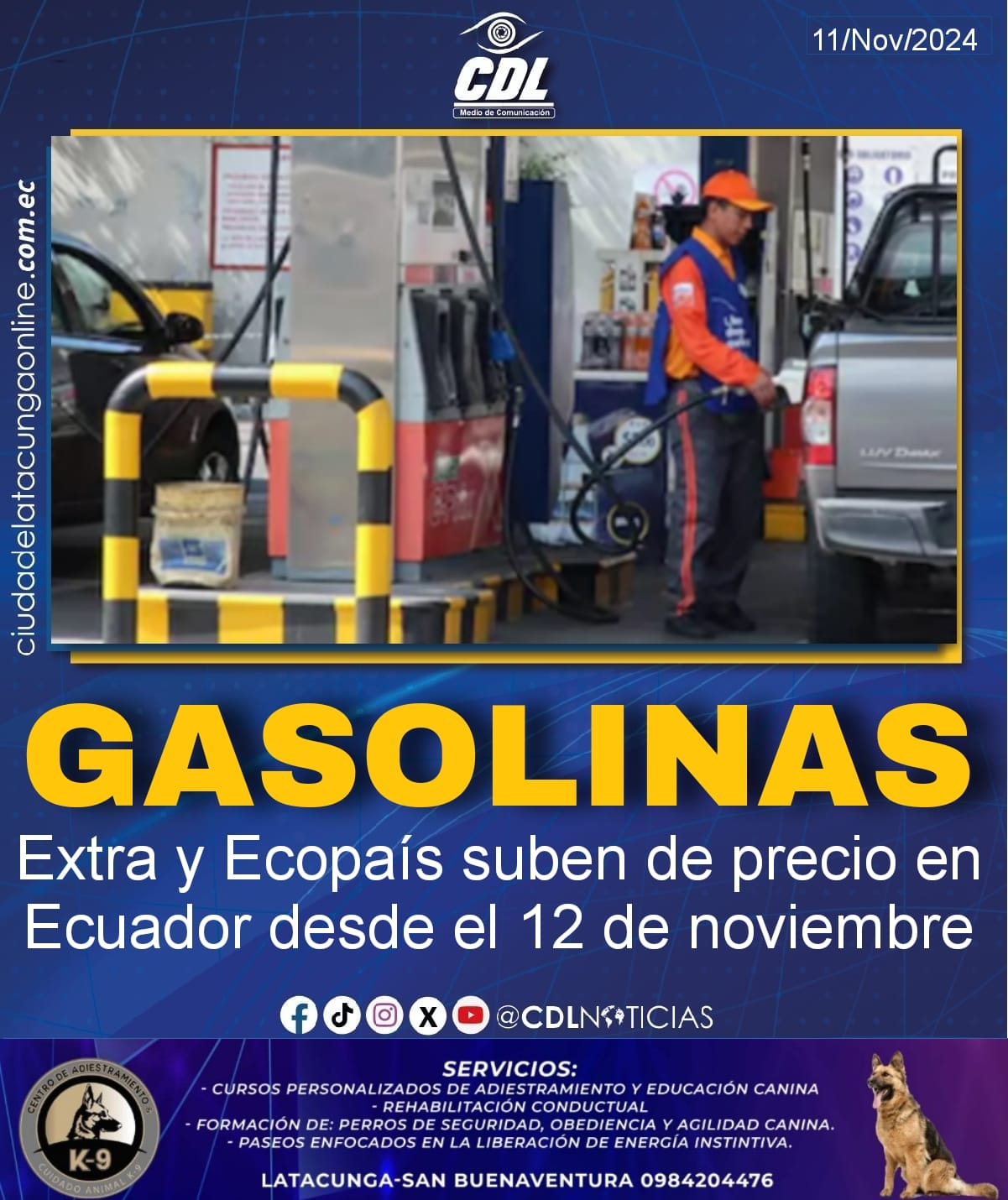 Gasolinas Extra y Ecopaís suben de precio en Ecuador desde el 12 de noviembre