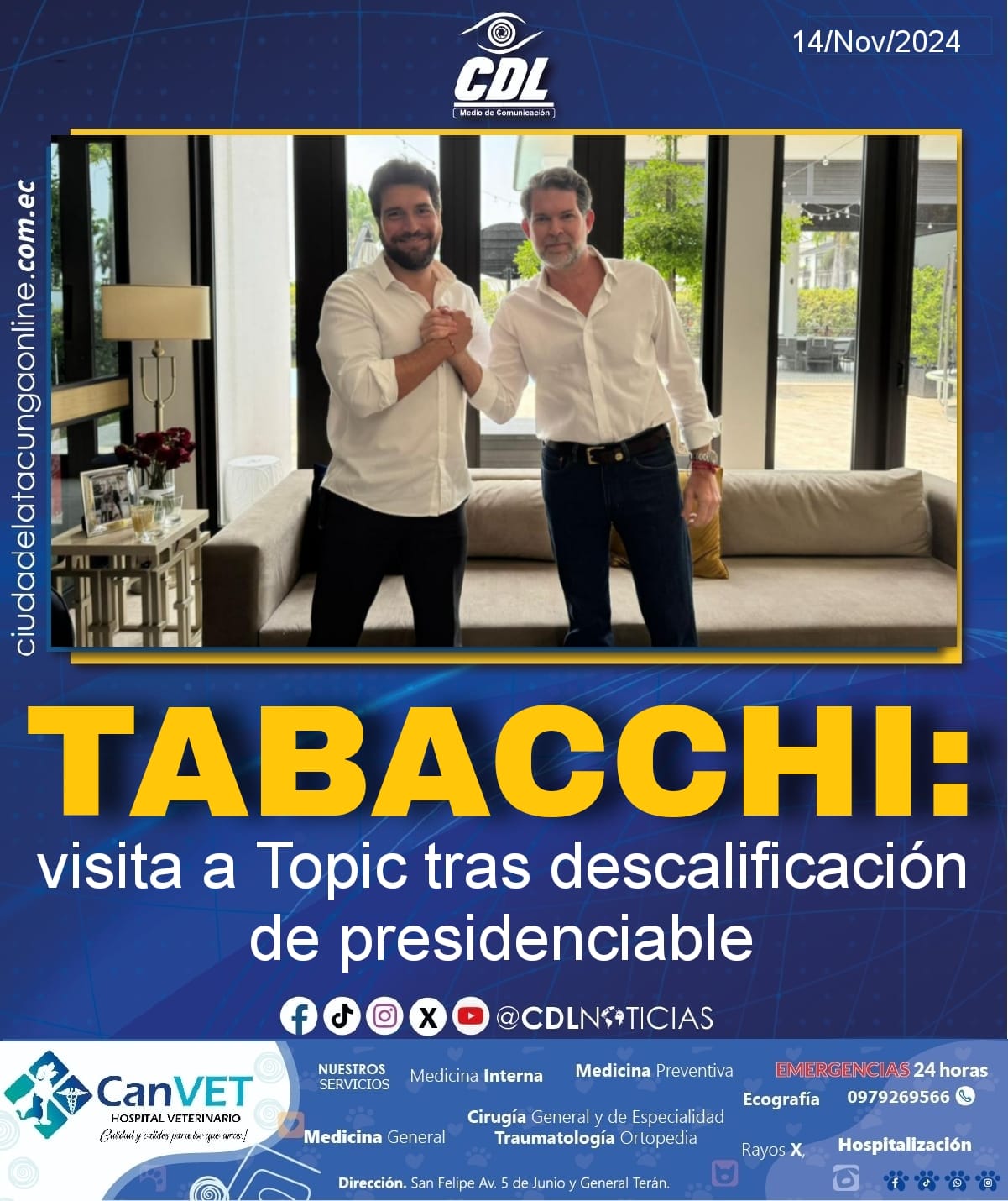 Tabacchi visita a Topic tras descalificación de presidenciable