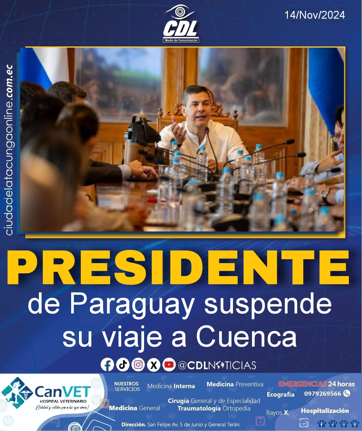 Presidente de Paraguay suspende su viaje a Cuenca