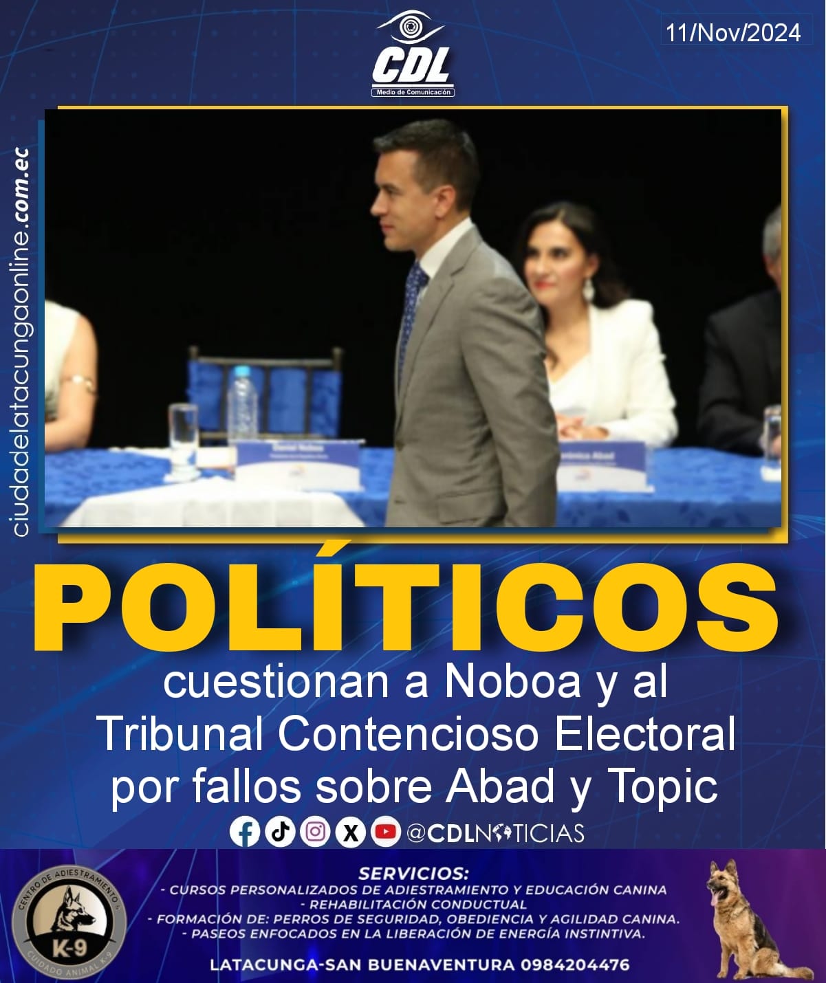 Políticos cuestionan a Noboa y al Tribunal Contencioso Electoral por fallos sobre Abad y Topic
