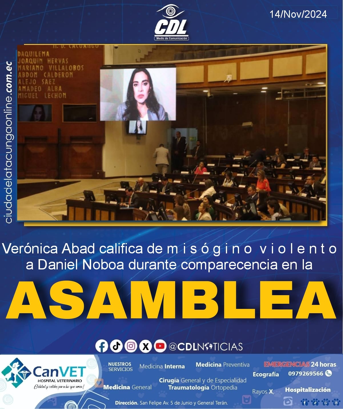 Verónica Abad califica de m i s ó g i n o v i o l e n t o a Daniel Noboa durante comparecencia en la Asamblea