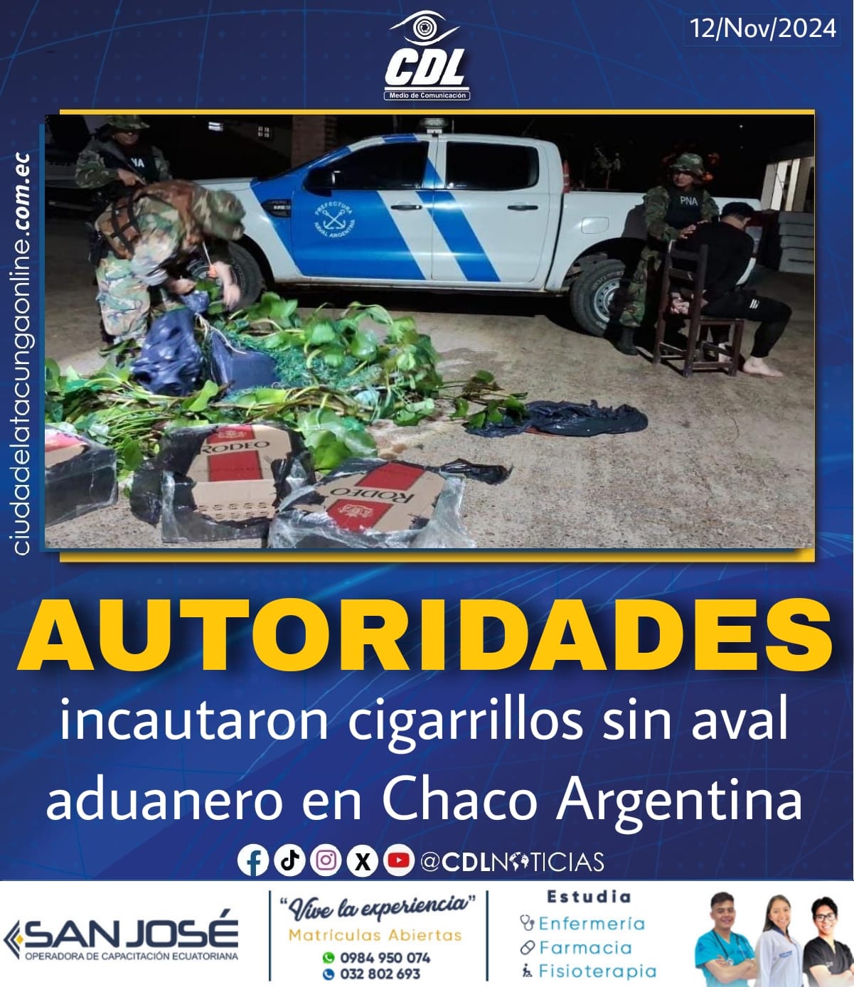 Autoridades incautaron cigarrillos sin aval aduanero en Chaco Argentina