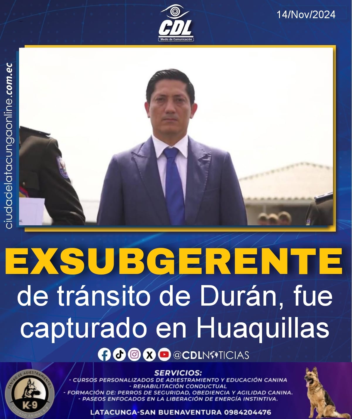 Exsubgerente de tránsito de Durán, fue capturado en Huaquillas