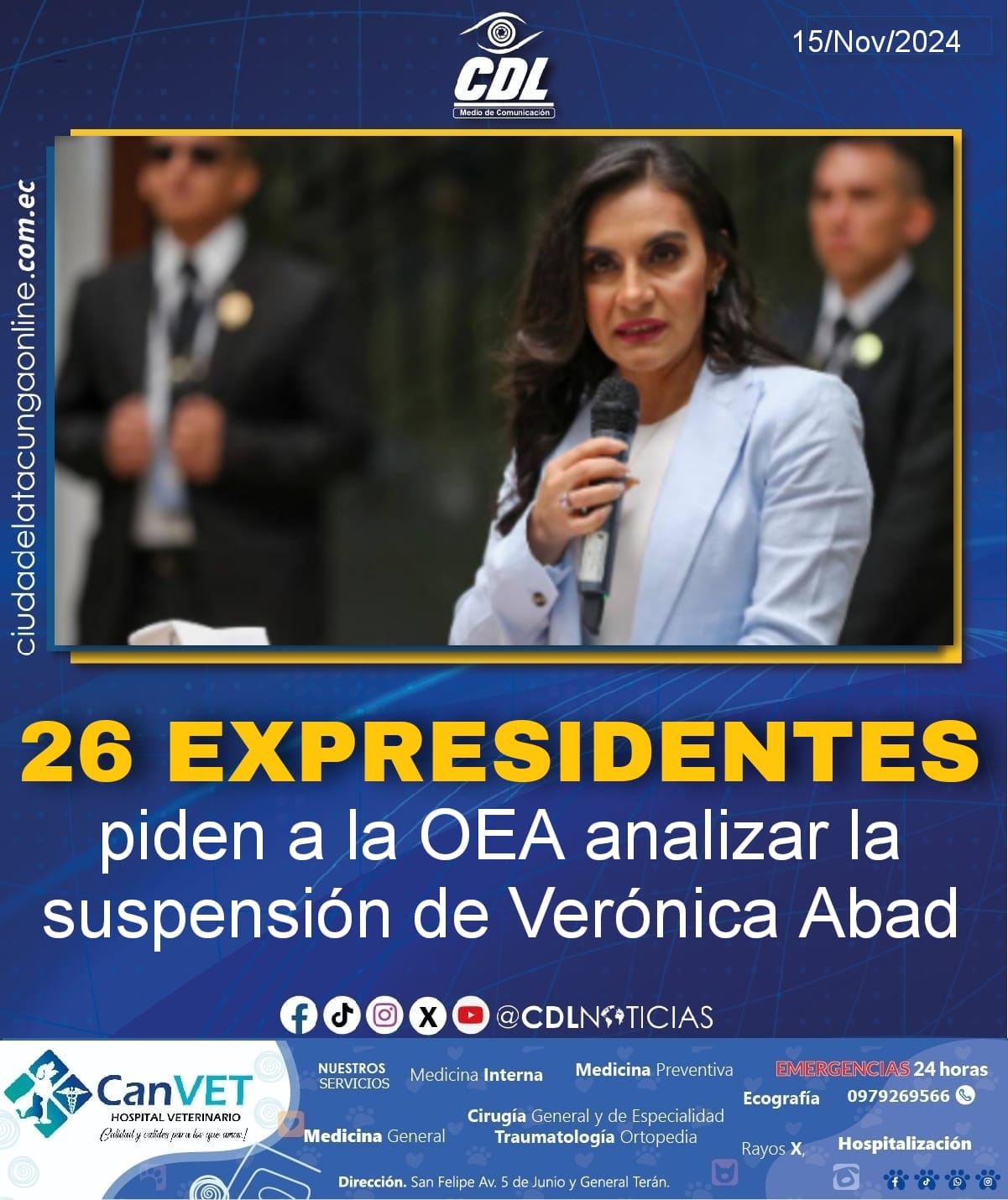 26 expresidentes piden a la OEA analizar la suspensión de Verónica Abad