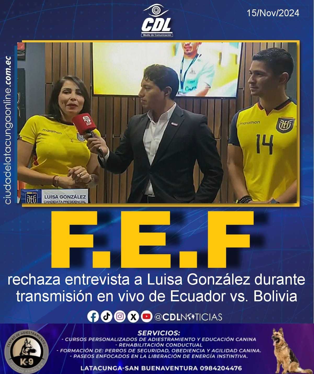 FEF rechaza entrevista a Luisa González durante transmisión en vivo de Ecuador vs. Bolivia