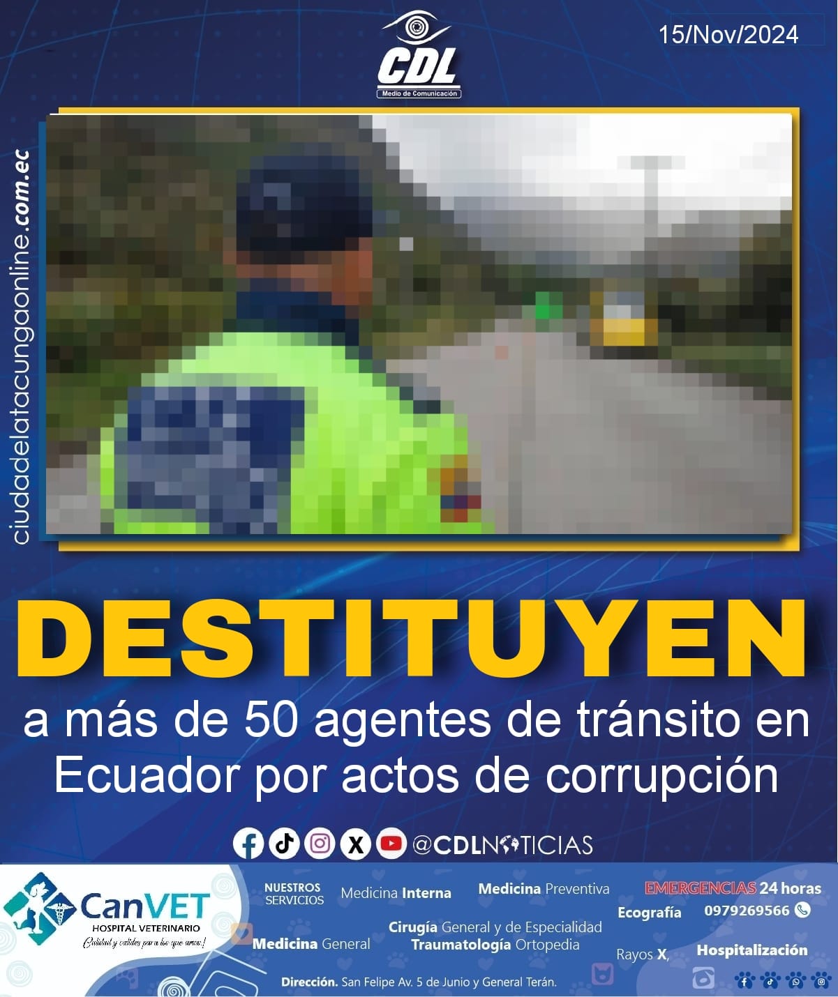 Destituyen a más de 50 agentes de tránsito en Ecuador por actos de corrupción